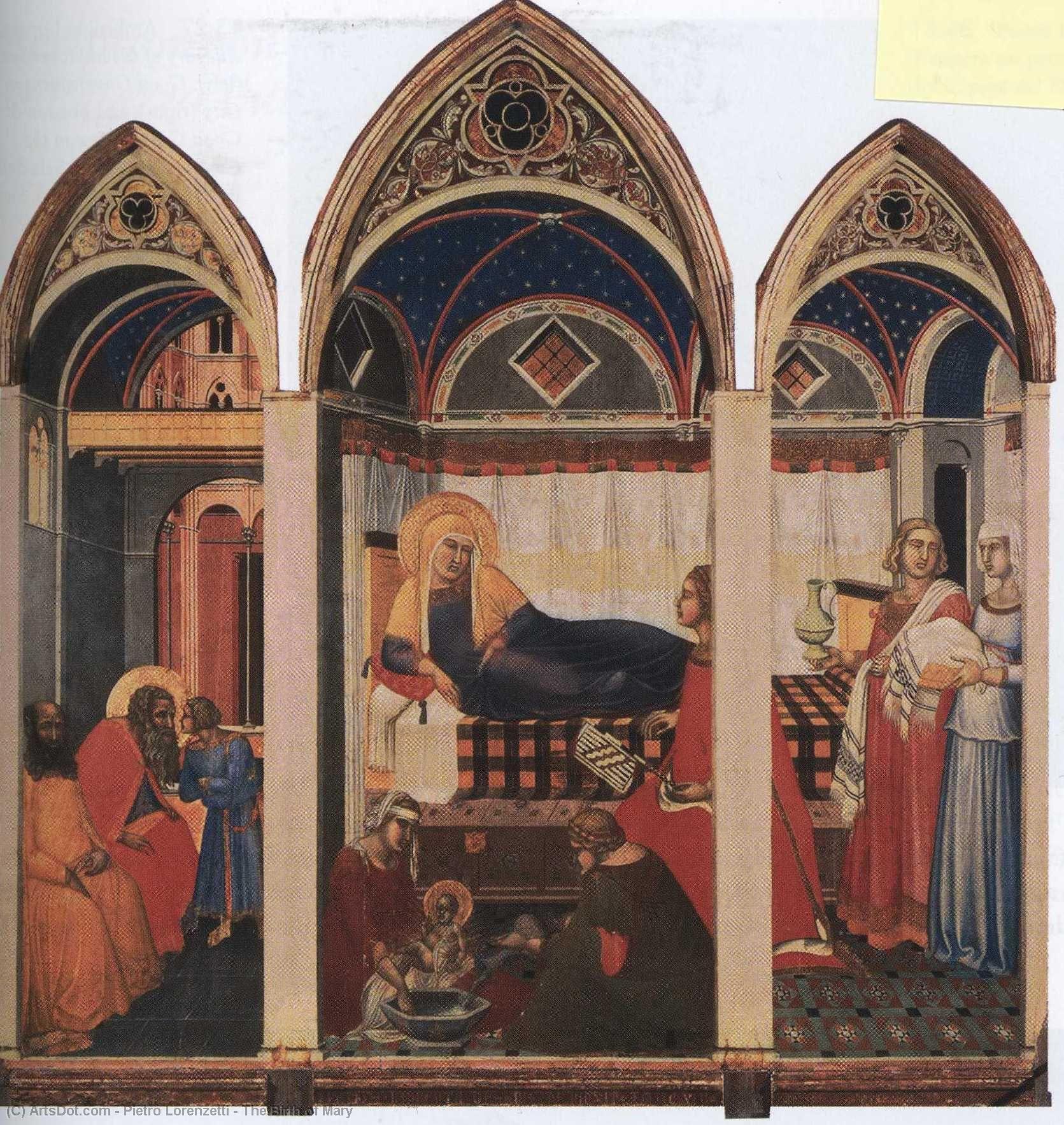 Wikioo.org - สารานุกรมวิจิตรศิลป์ - จิตรกรรม Pietro Lorenzetti - The Birth of Mary