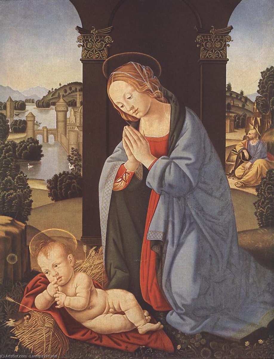 WikiOO.org - Енциклопедия за изящни изкуства - Живопис, Произведения на изкуството Lorenzo Di Credi - The Holy Family