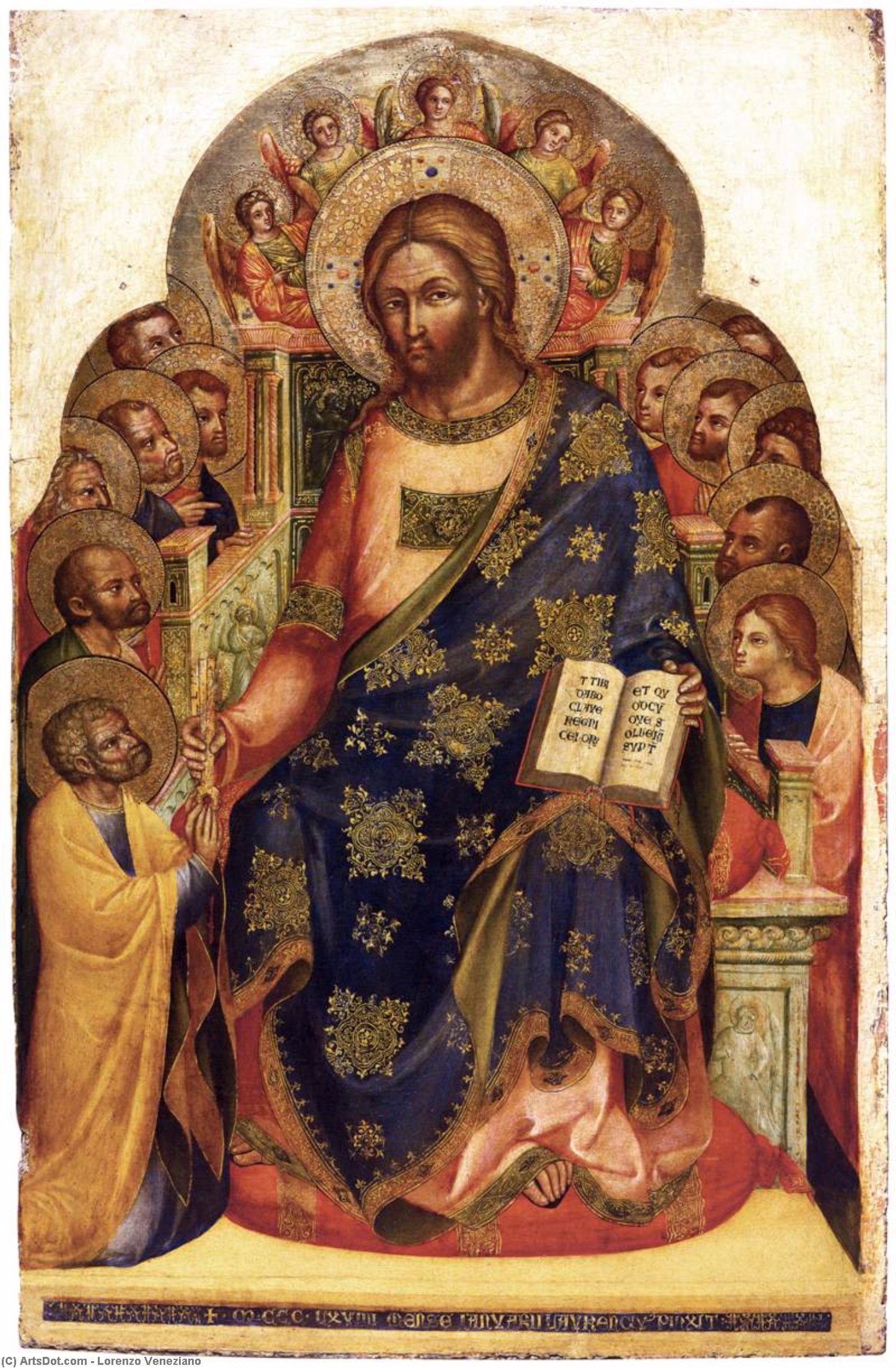 WikiOO.org – 美術百科全書 - 繪畫，作品 Lorenzo Veneziano - 基督捐赠 的  按键  到  圣  彼得
