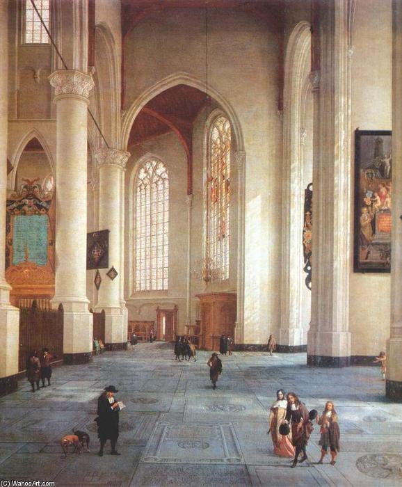 Wikioo.org - The Encyclopedia of Fine Arts - Painting, Artwork by Anthonie De Lorme - Interior of the St Laurenskerk in Rotterdam