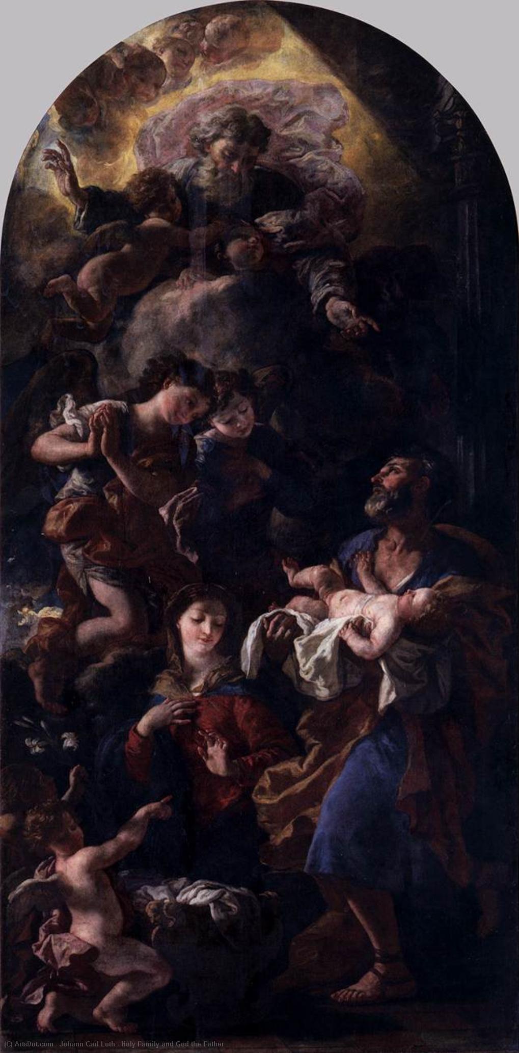 Wikioo.org - Bách khoa toàn thư về mỹ thuật - Vẽ tranh, Tác phẩm nghệ thuật Johann Carl Loth - Holy Family and God the Father