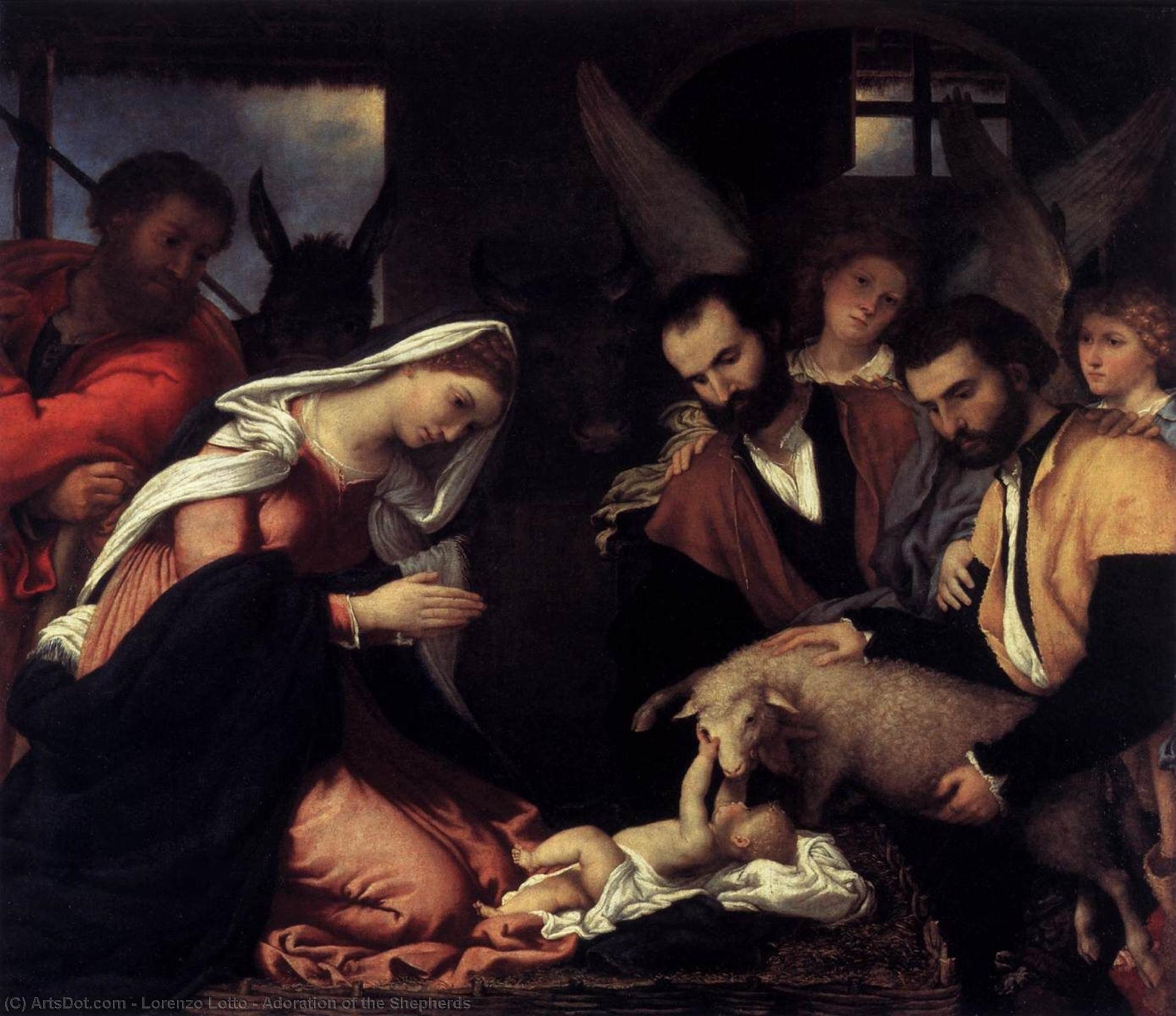 WikiOO.org - Enciclopedia of Fine Arts - Pictura, lucrări de artă Lorenzo Lotto - Adoration of the Shepherds
