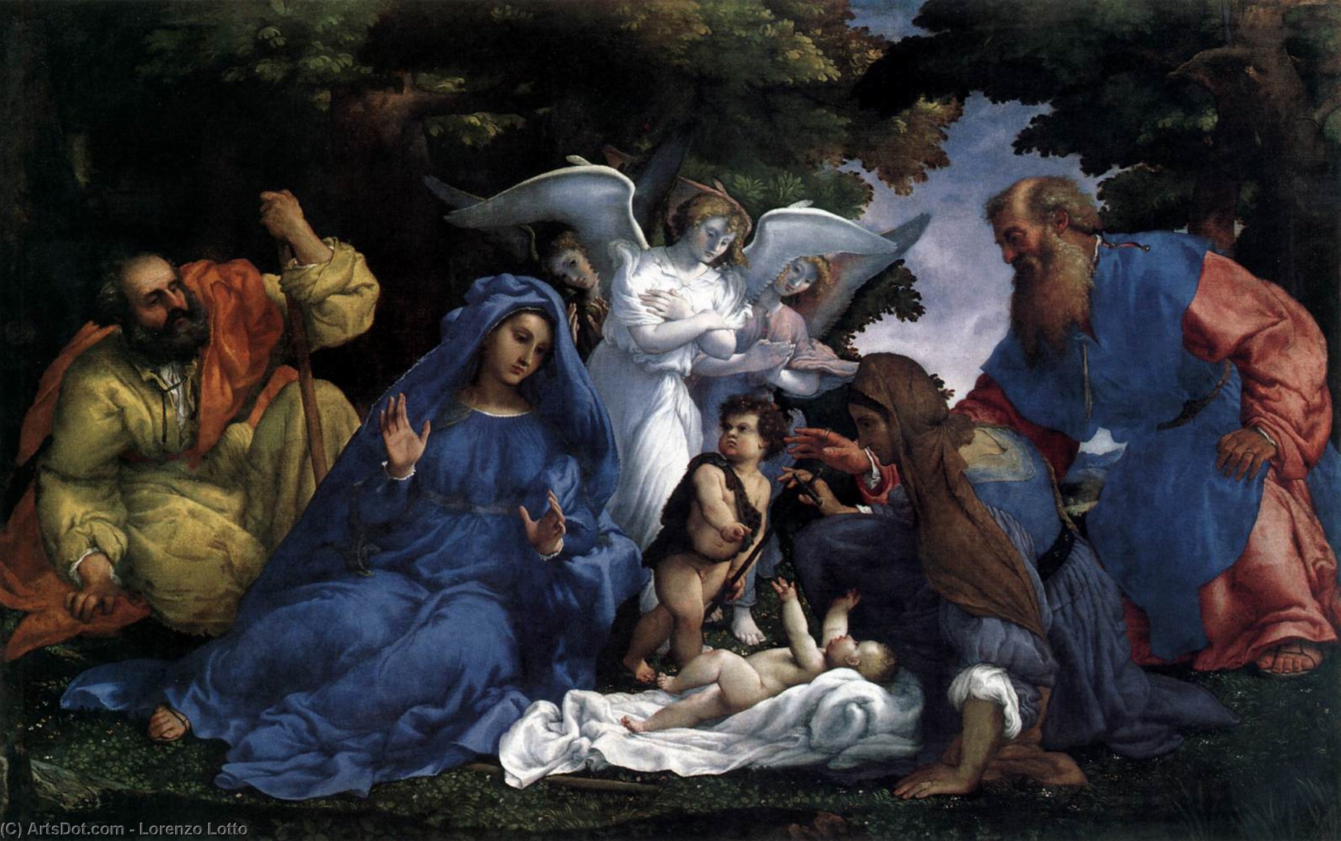 Wikioo.org – L'Enciclopedia delle Belle Arti - Pittura, Opere di Lorenzo Lotto - santo famiglia con  angeli