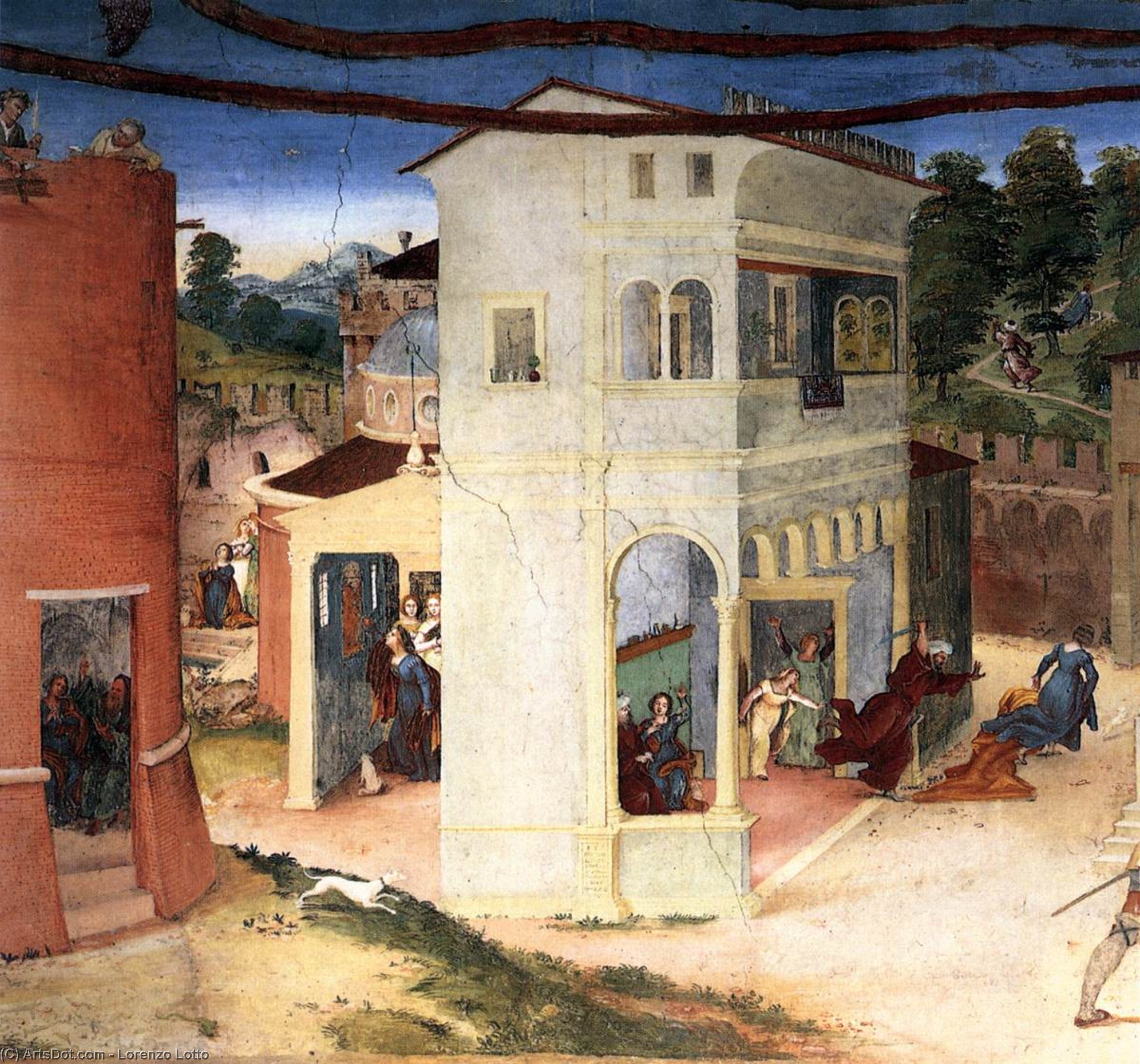 Wikioo.org - สารานุกรมวิจิตรศิลป์ - จิตรกรรม Lorenzo Lotto - Legend of St Barbara (detail)