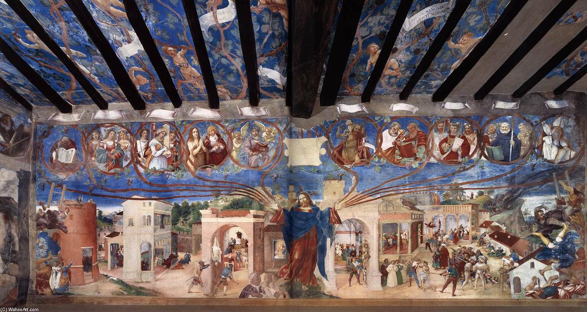 Wikioo.org – La Enciclopedia de las Bellas Artes - Pintura, Obras de arte de Lorenzo Lotto - Leyenda of San Barbara ( mardelnorte wall )