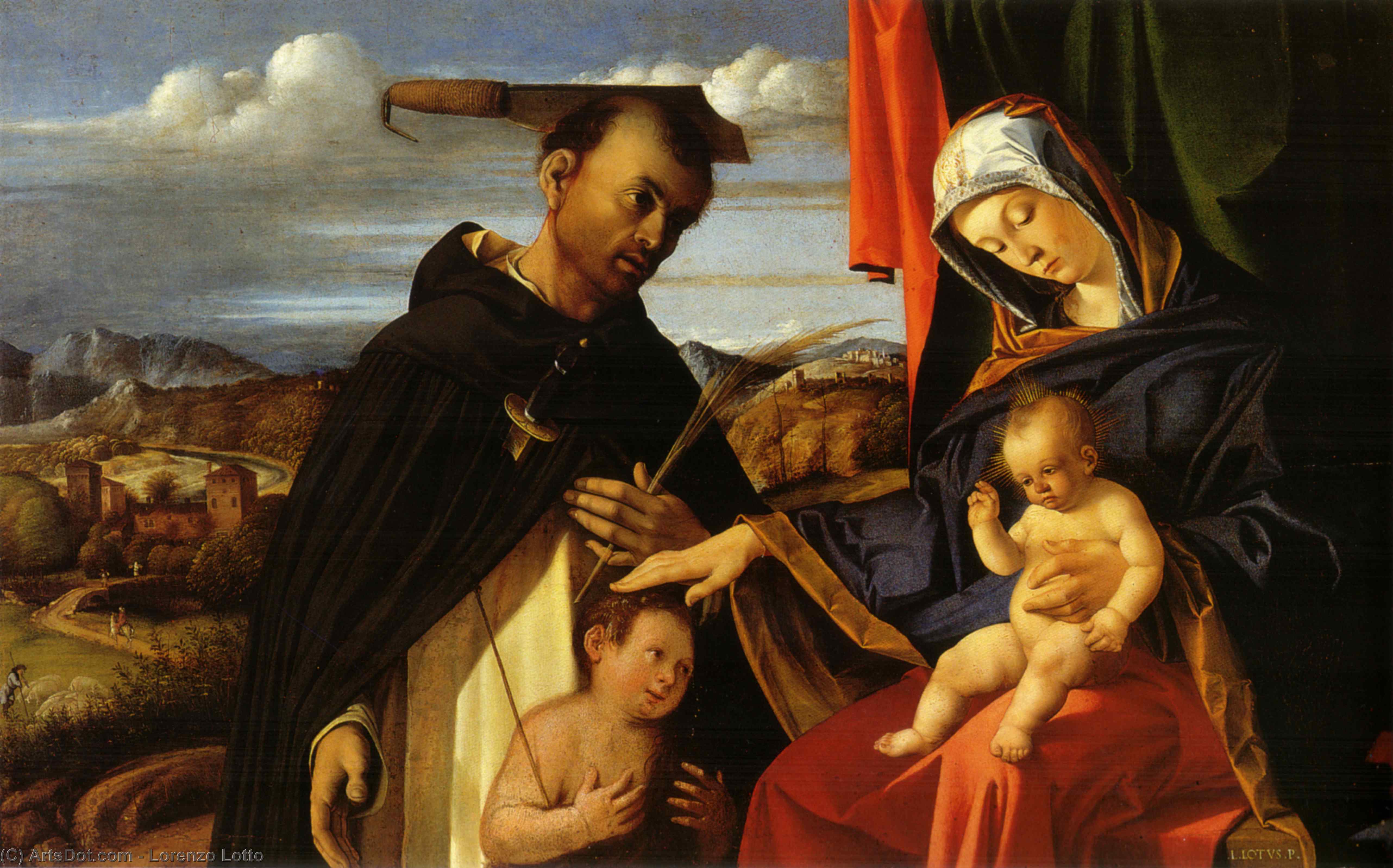 WikiOO.org - Enciklopedija dailės - Tapyba, meno kuriniai Lorenzo Lotto - Madonna and Child with St Peter Martyr