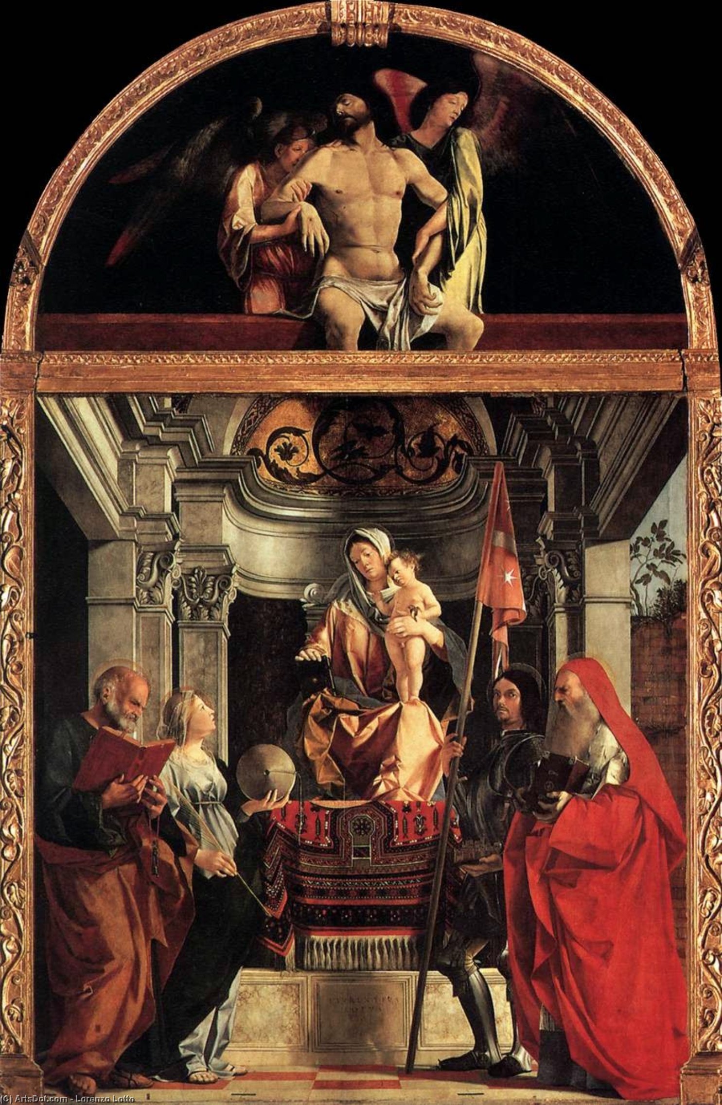 Wikioo.org - The Encyclopedia of Fine Arts - Painting, Artwork by Lorenzo Lotto - Madonna and Child with Sts Peter, Christine, Liberale, and Jerome