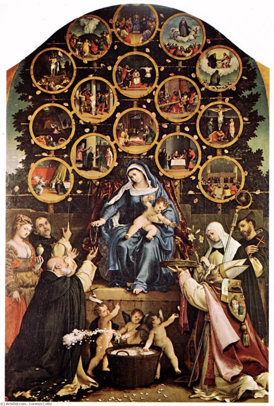 Wikioo.org - The Encyclopedia of Fine Arts - Painting, Artwork by Lorenzo Lotto - Madonna of the Rosary