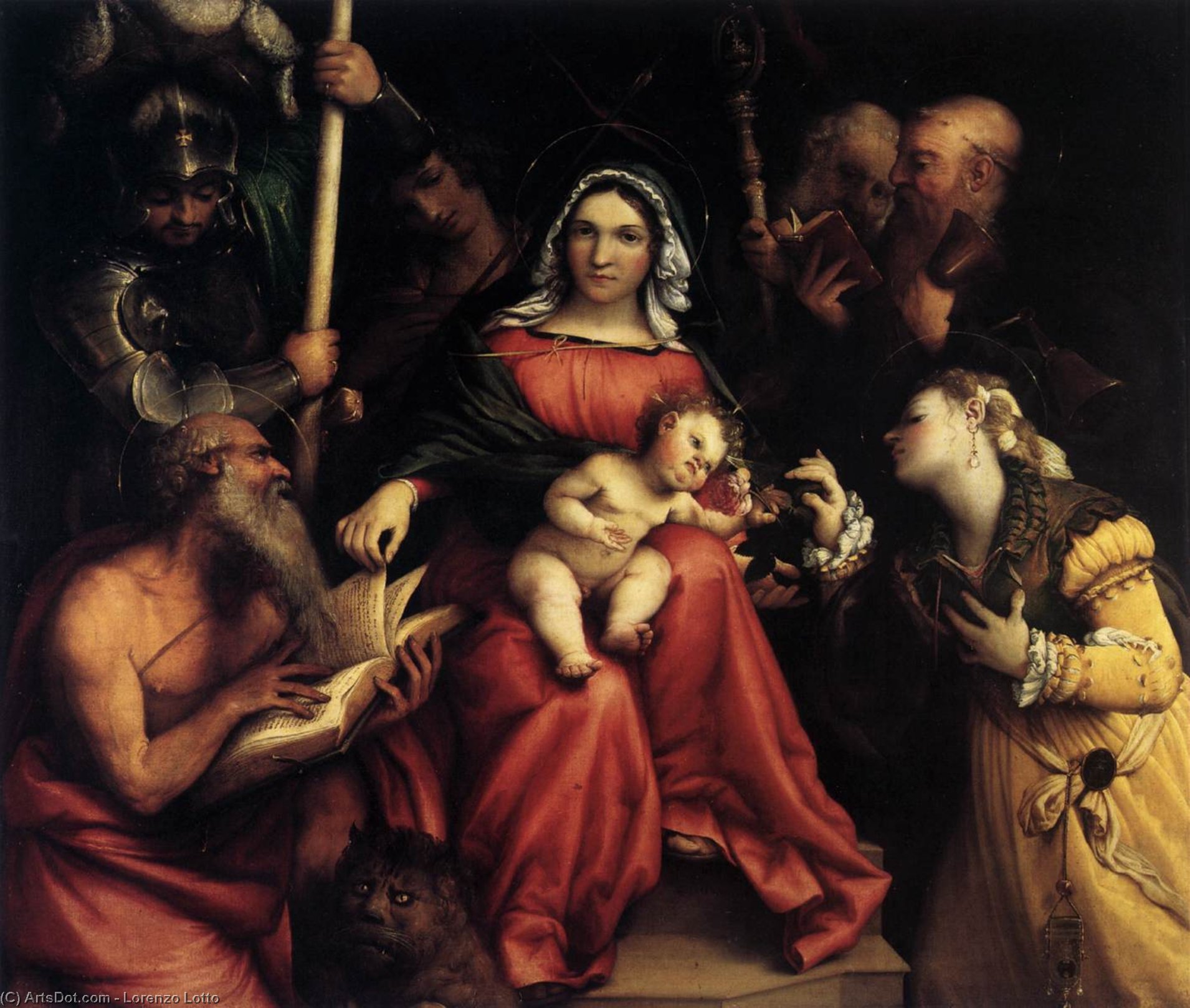 Wikoo.org - موسوعة الفنون الجميلة - اللوحة، العمل الفني Lorenzo Lotto - Mystic Marriage of St Catherine