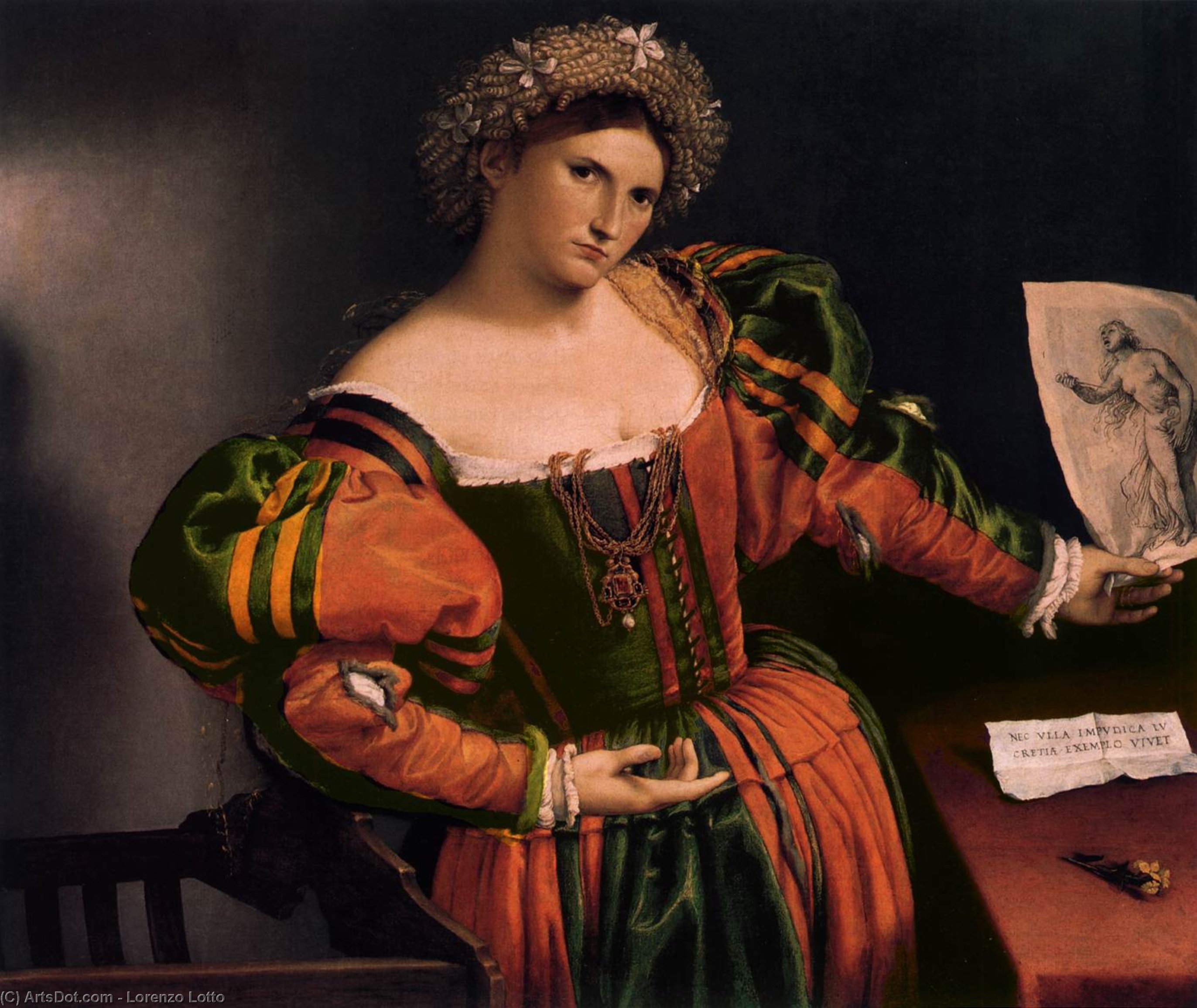 Wikioo.org - The Encyclopedia of Fine Arts - Painting, Artwork by Lorenzo Lotto - Portrait of a Lady as Lucretia