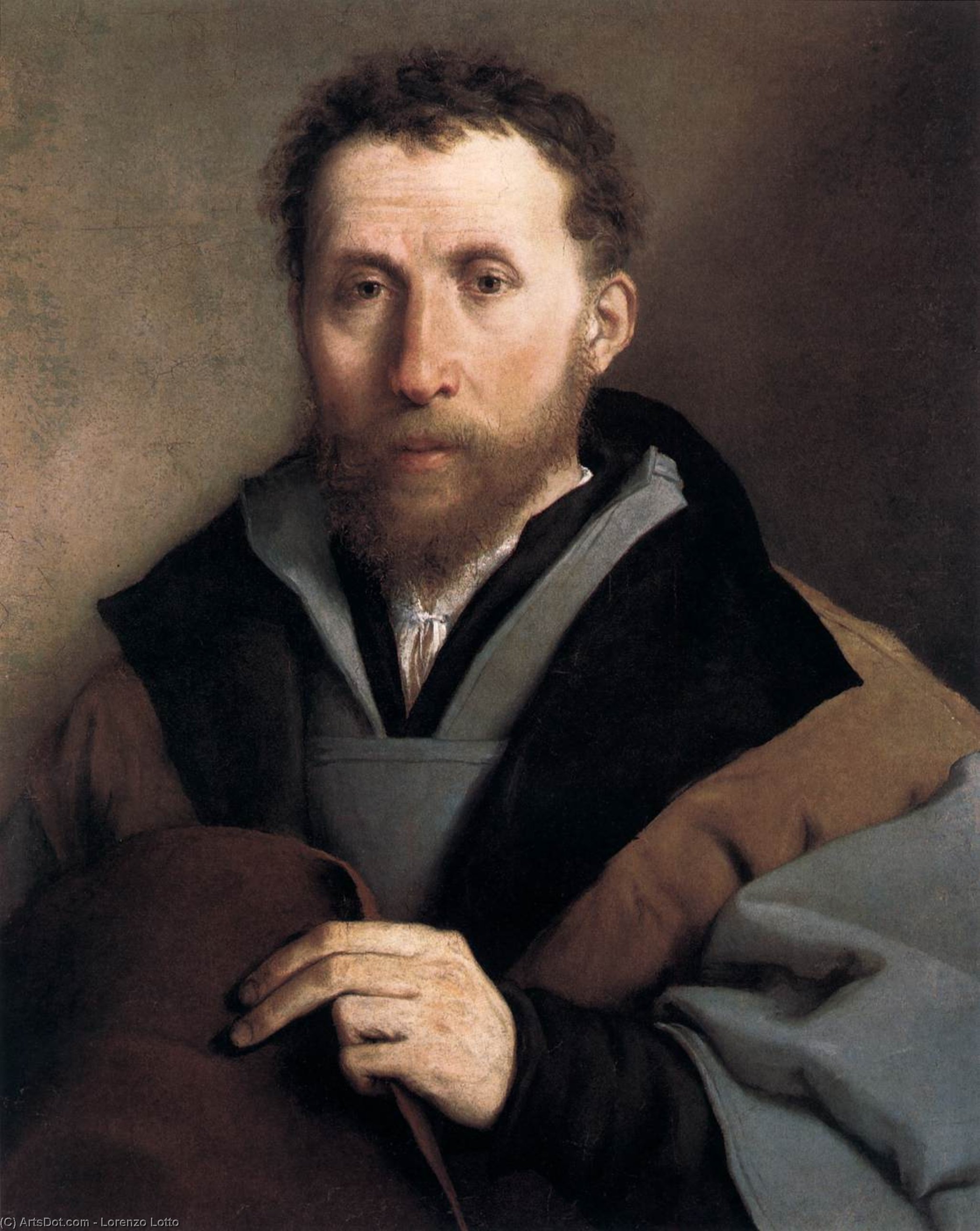 Wikioo.org - The Encyclopedia of Fine Arts - Painting, Artwork by Lorenzo Lotto - Portrait of a Man with a Felt Hat