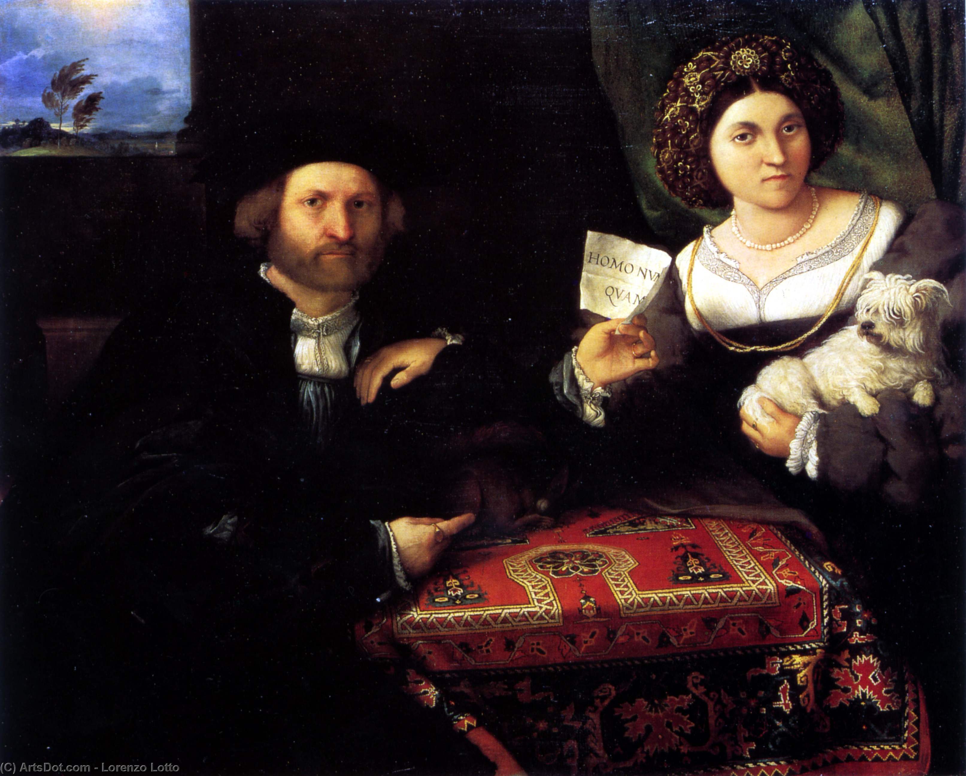 WikiOO.org - دایره المعارف هنرهای زیبا - نقاشی، آثار هنری Lorenzo Lotto - Portrait of a Married Couple