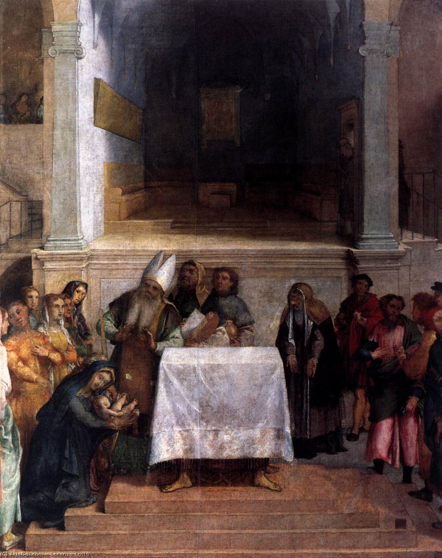 Wikioo.org - The Encyclopedia of Fine Arts - Painting, Artwork by Lorenzo Lotto - Presentation in the Temple