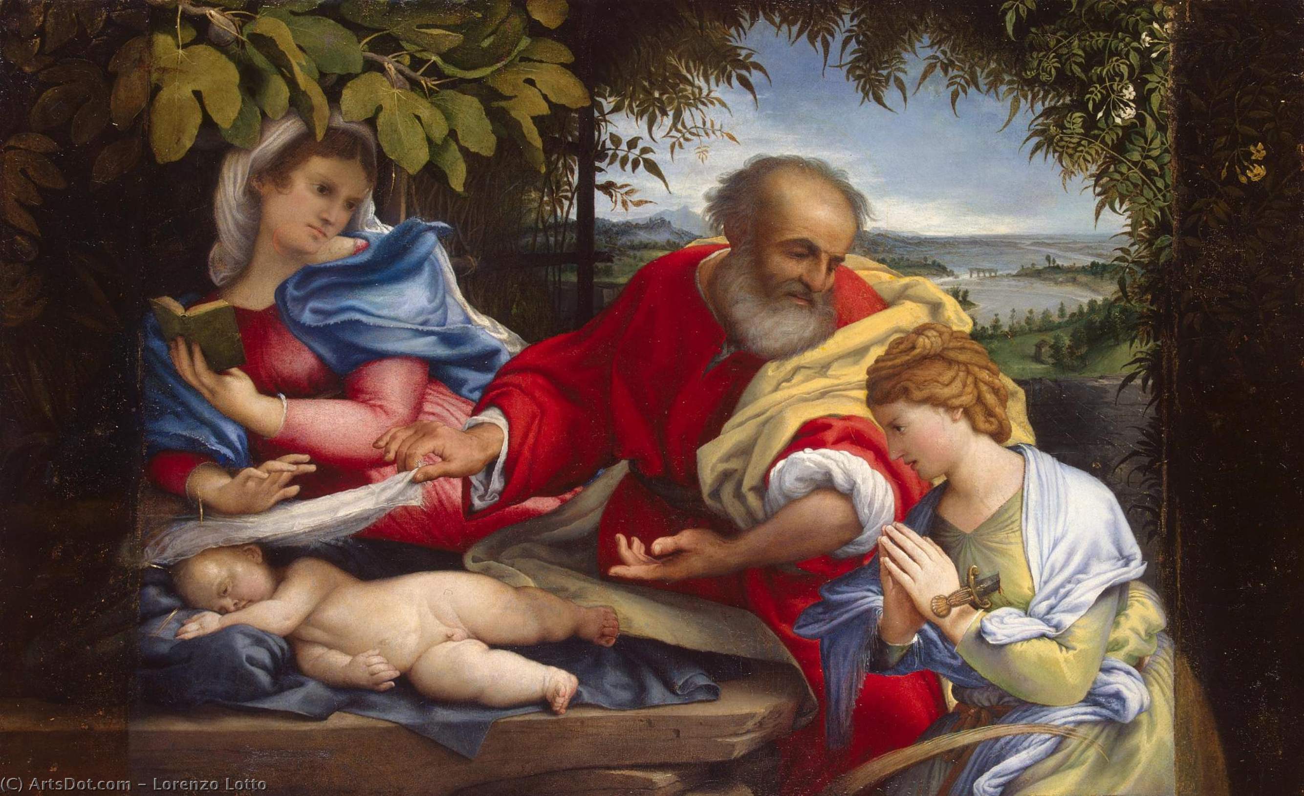 WikiOO.org – 美術百科全書 - 繪畫，作品 Lorenzo Lotto - 休息 对  的  航班  成  埃及