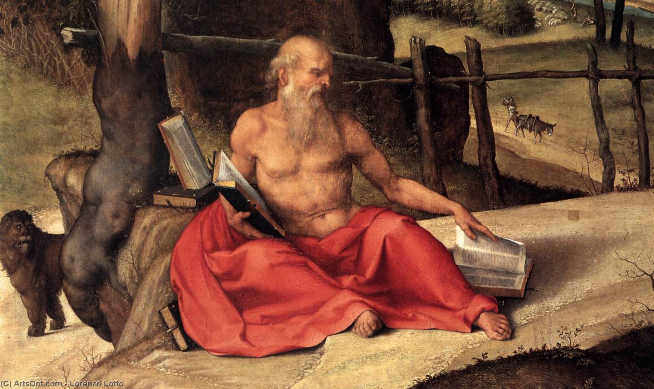Wikioo.org - สารานุกรมวิจิตรศิลป์ - จิตรกรรม Lorenzo Lotto - St Jerome in the Wilderness (detail)