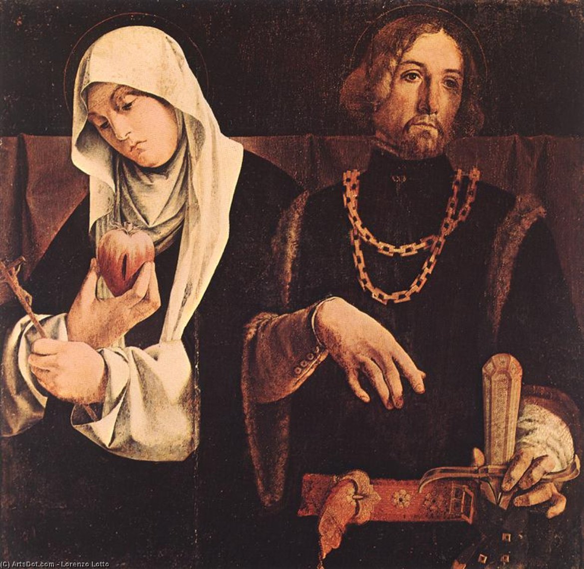 WikiOO.org – 美術百科全書 - 繪畫，作品 Lorenzo Lotto - Sts 凯瑟琳 锡耶纳 和西吉斯蒙德