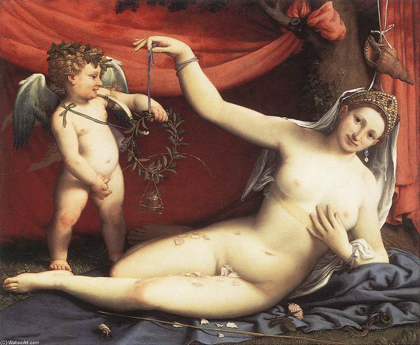 Wikioo.org – La Enciclopedia de las Bellas Artes - Pintura, Obras de arte de Lorenzo Lotto - Venus y cupido