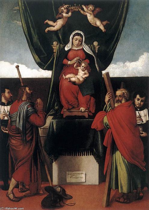 Wikioo.org - The Encyclopedia of Fine Arts - Painting, Artwork by Lorenzo Lotto - Virgin and Child with Saints