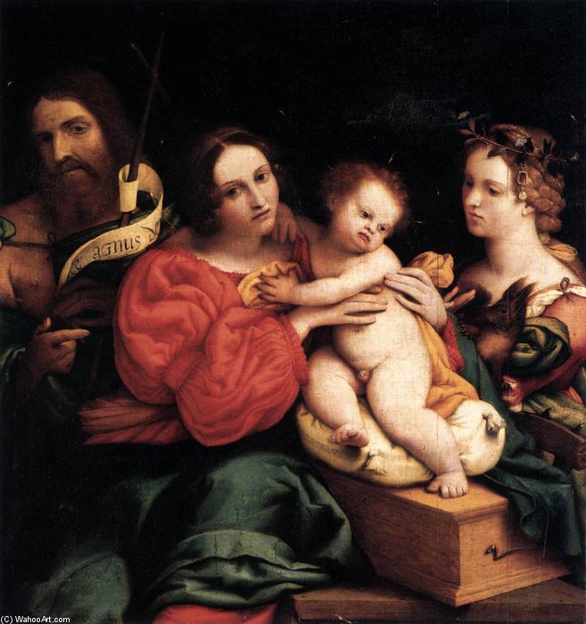 Wikioo.org - The Encyclopedia of Fine Arts - Painting, Artwork by Lorenzo Lotto - Virgin and Child with Sts John the Baptist and Catherine