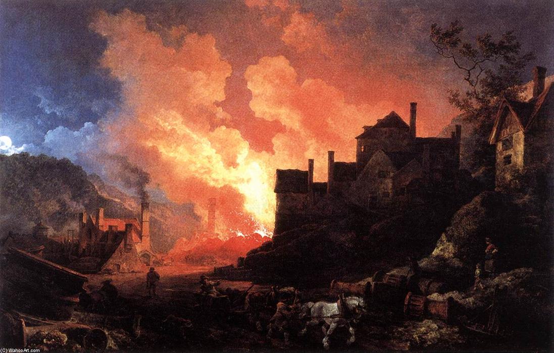 Wikioo.org - สารานุกรมวิจิตรศิลป์ - จิตรกรรม Philip Jacques De Loutherbourg - Coalbrookdale by Night