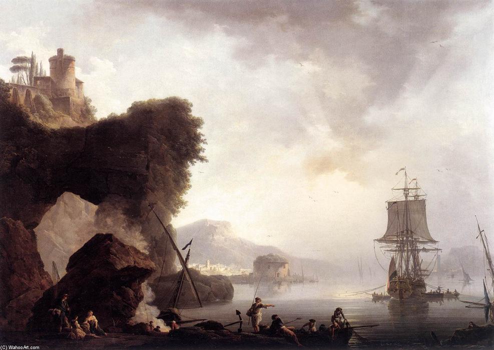 Wikioo.org - The Encyclopedia of Fine Arts - Painting, Artwork by Philip Jacques De Loutherbourg - Seascape with Sunset