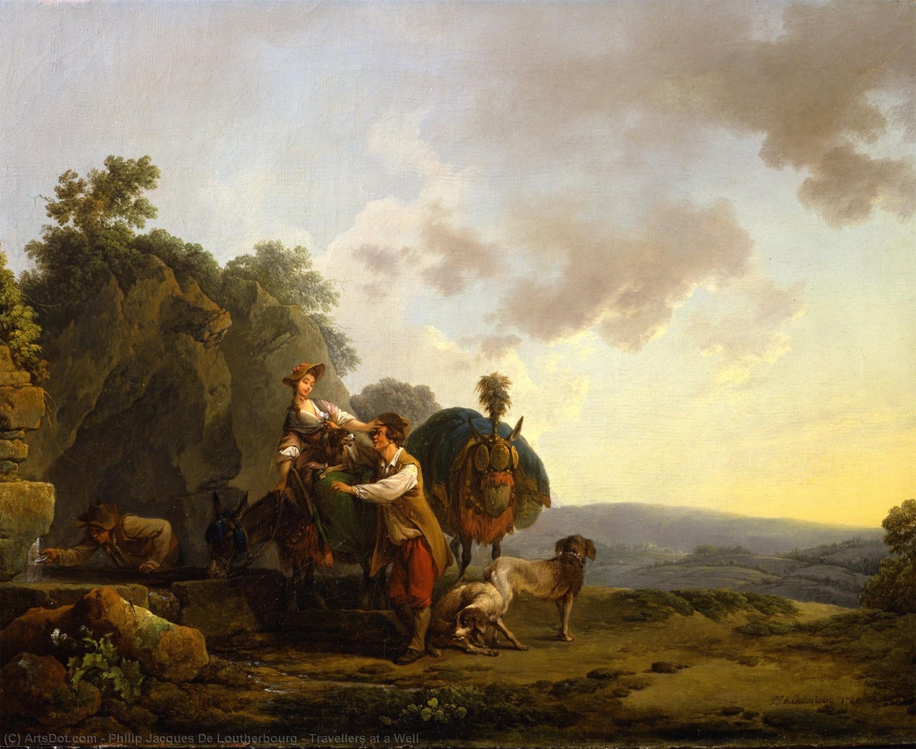 WikiOO.org - אנציקלופדיה לאמנויות יפות - ציור, יצירות אמנות Philip Jacques De Loutherbourg - Travellers at a Well