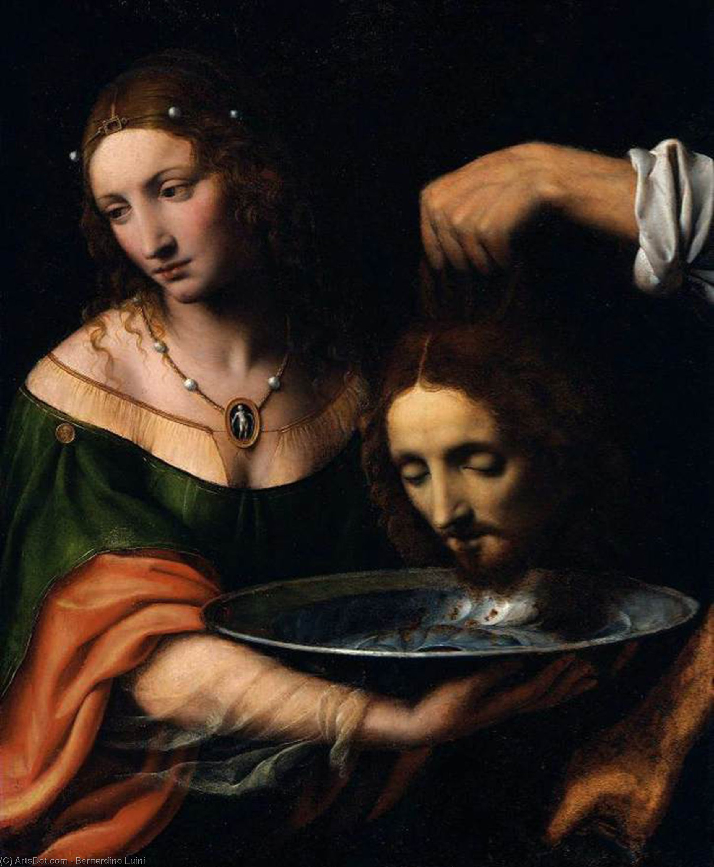 Wikioo.org – La Enciclopedia de las Bellas Artes - Pintura, Obras de arte de Bernardino Luini - salomé con el cabeza de san juan el bautista