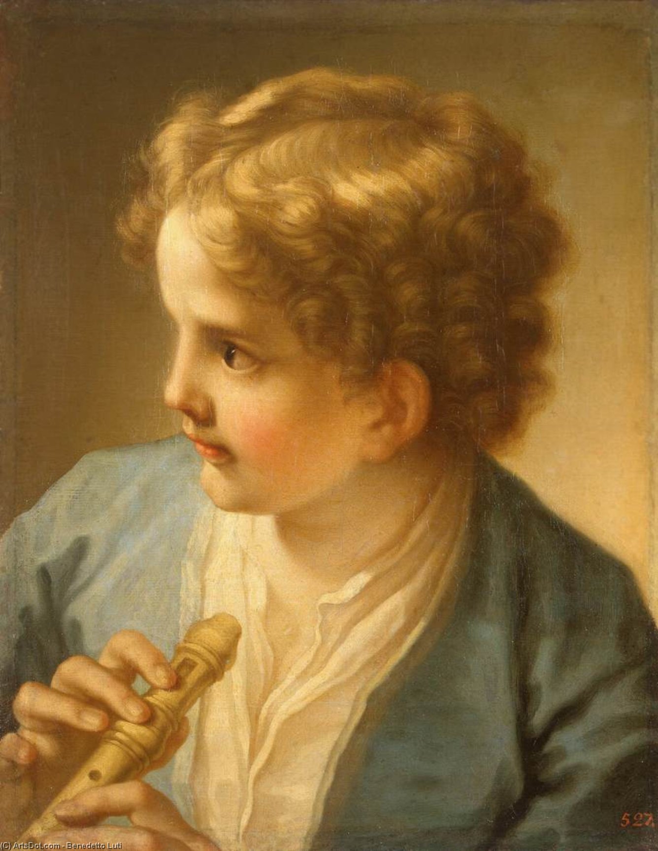 WikiOO.org – 美術百科全書 - 繪畫，作品 Benedetto Luti - 男孩 一个  长笛