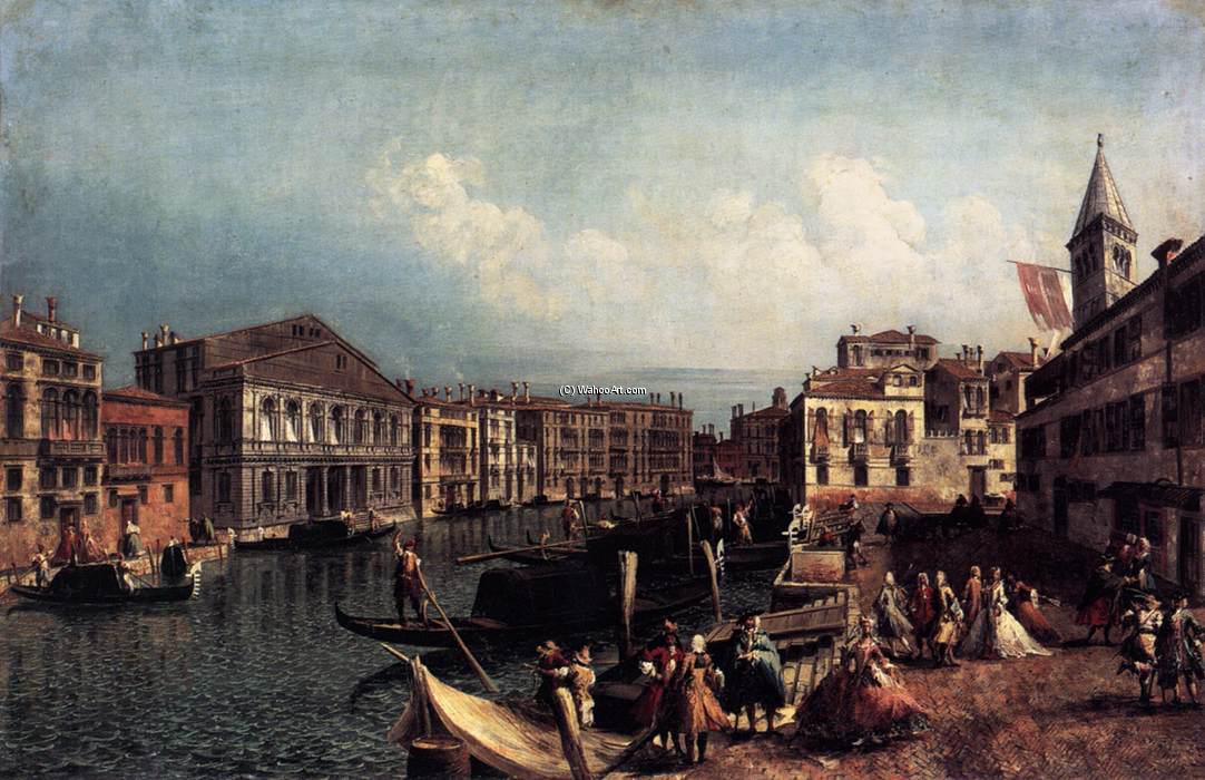 Wikioo.org - The Encyclopedia of Fine Arts - Painting, Artwork by Michele Marieschi - The Grand Canal with the Ca' Rezzonico and the Campo San Samuele