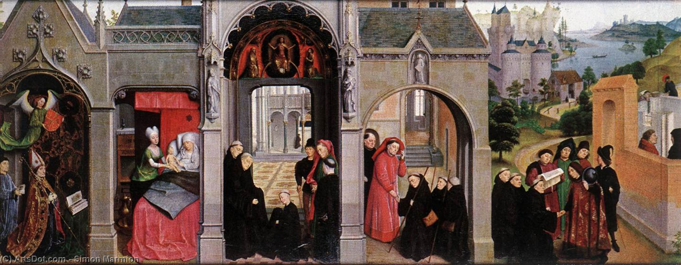 Wikioo.org - สารานุกรมวิจิตรศิลป์ - จิตรกรรม Simon Marmion - Scenes from the Life of St Bertin