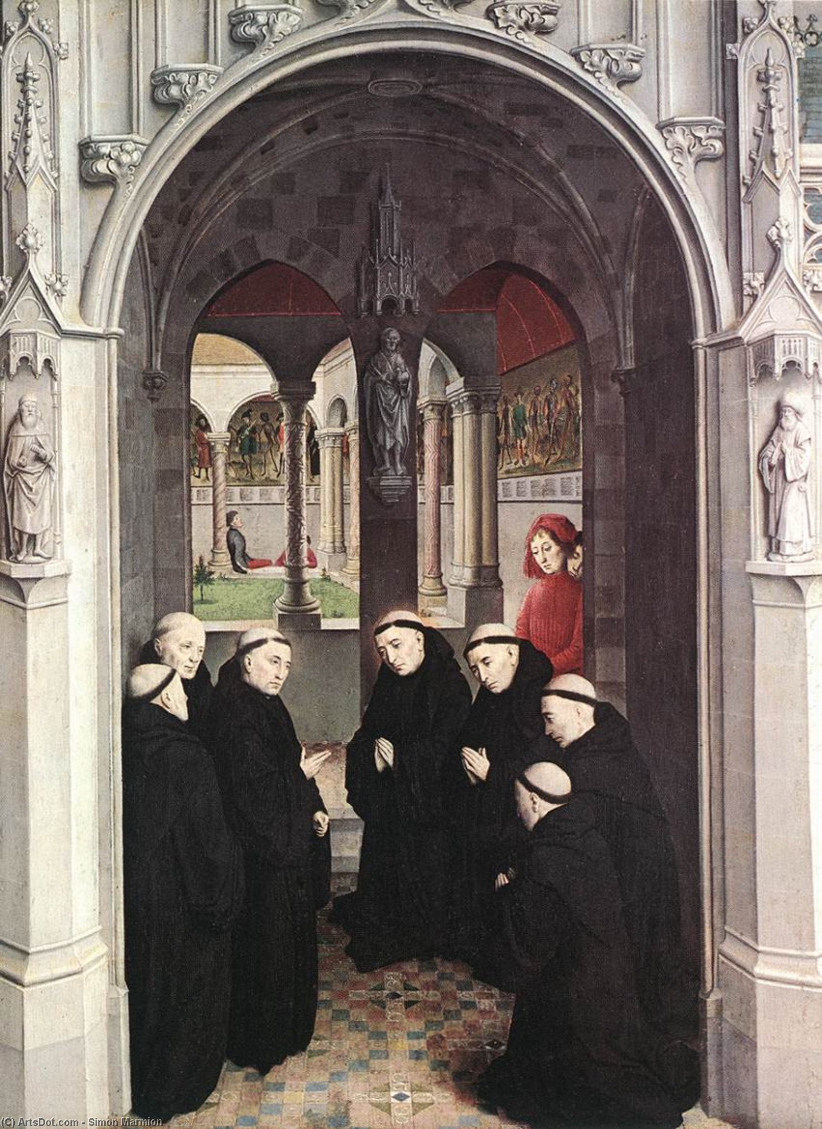 Wikioo.org – L'Encyclopédie des Beaux Arts - Peinture, Oeuvre de Simon Marmion - Scènes de la vie de saint Bertin ( détail )