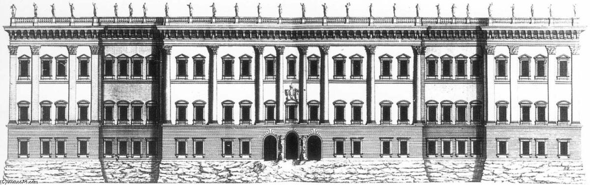 Wikioo.org – La Enciclopedia de las Bellas Artes - Pintura, Obras de arte de Jean I Marot - Esquema de Bernini para el Louvre