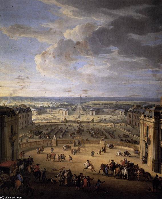 Wikioo.org - The Encyclopedia of Fine Arts - Painting, Artwork by Jean-Baptiste Martin (Martin Des Batailles) - The Stables Viewed from the Château at Versailles