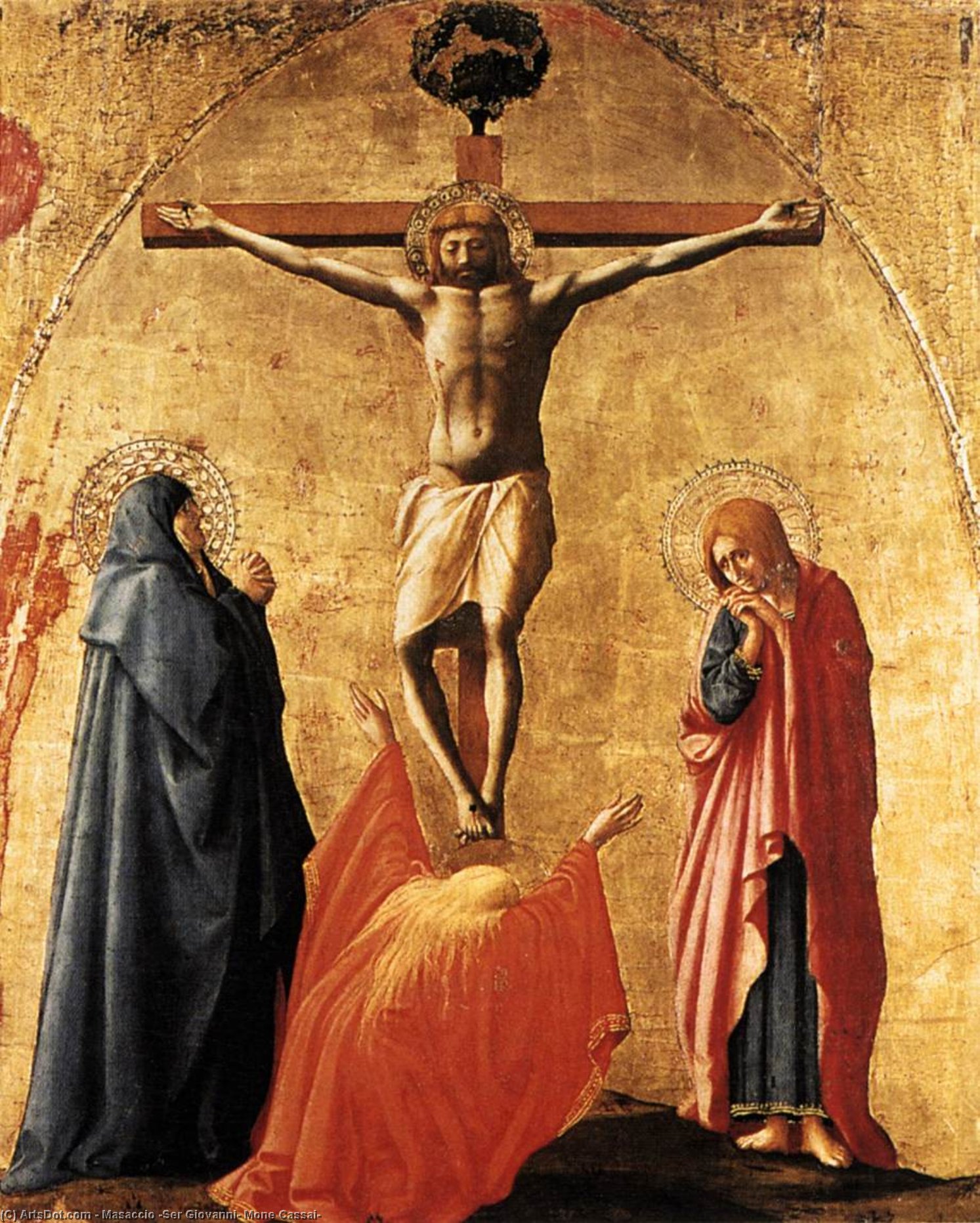 Wikioo.org - Encyklopedia Sztuk Pięknych - Malarstwo, Grafika Masaccio (Ser Giovanni, Mone Cassai) - Crucifixion
