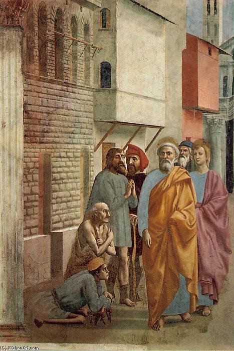 Wikioo.org - Die Enzyklopädie bildender Kunst - Malerei, Kunstwerk von Masaccio (Ser Giovanni, Mone Cassai) - St Peter Heilung der Kranken mit seinem Schatten