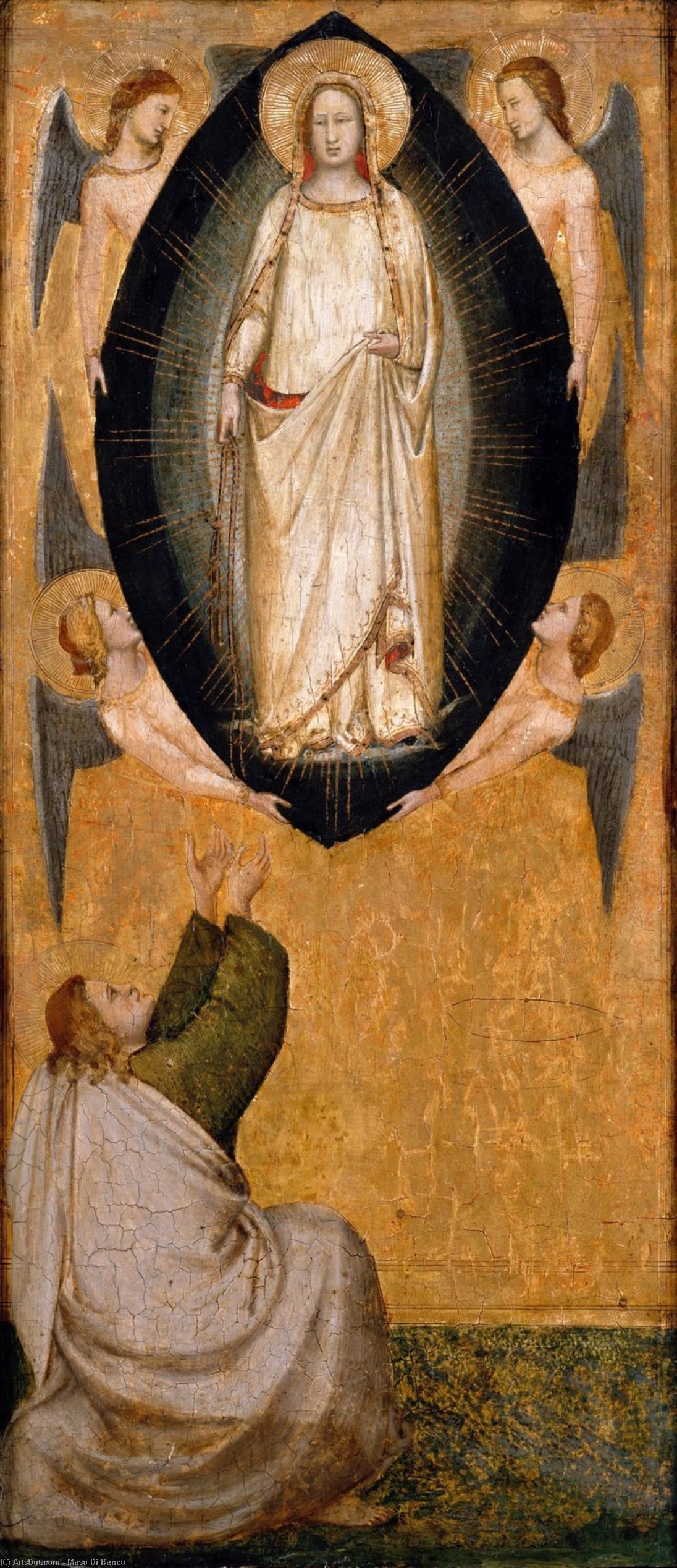 WikiOO.org - Енциклопедия за изящни изкуства - Живопис, Произведения на изкуството Maso Di Banco - Descent of Mary's Girdle to the Apostle Thomas