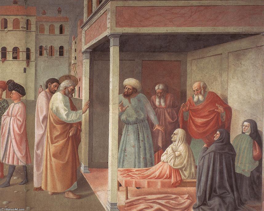Wikioo.org - The Encyclopedia of Fine Arts - Painting, Artwork by Masolino Da Panicale - Healing of the Cripple and Raising of Tabatha (right view)