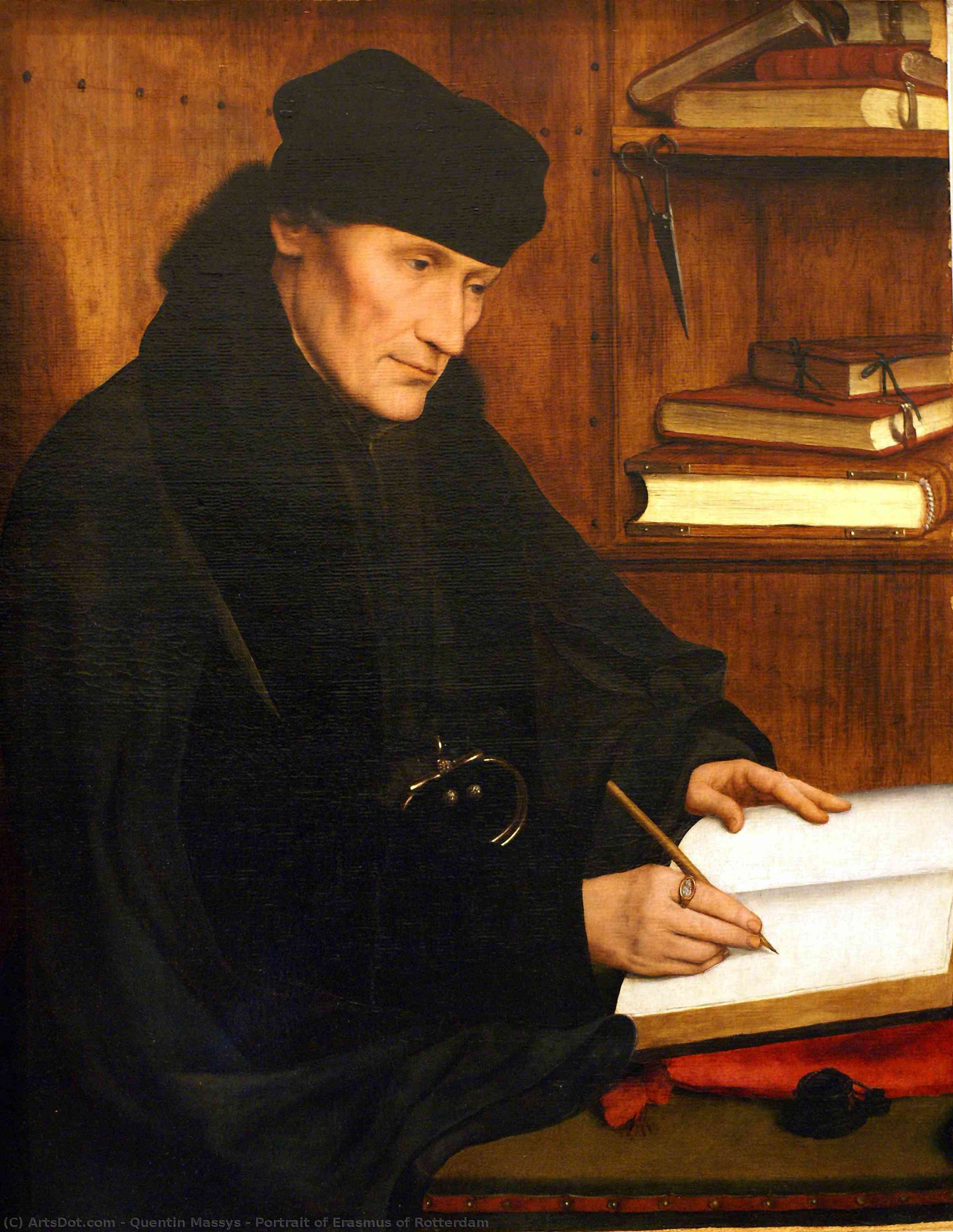Wikioo.org - สารานุกรมวิจิตรศิลป์ - จิตรกรรม Quentin Massys - Portrait of Erasmus of Rotterdam