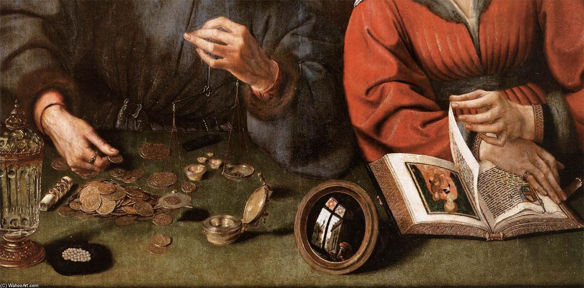 Wikioo.org - The Encyclopedia of Fine Arts - Painting, Artwork by Quentin Massys - The Moneylender and his Wife (detail)