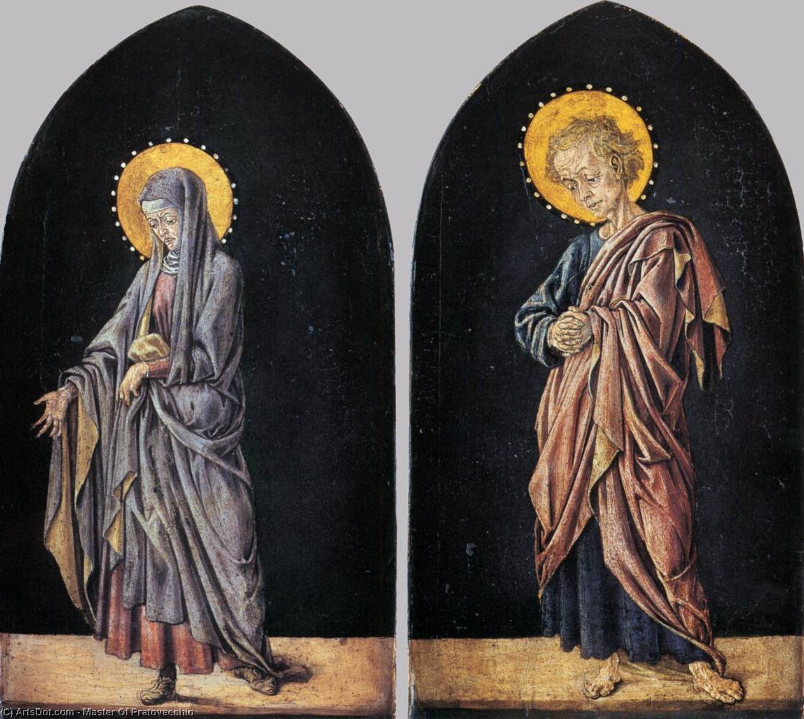 Wikioo.org - The Encyclopedia of Fine Arts - Painting, Artwork by Master Of Pratovecchio - Pratovecchio Altarpiece: Virgin and St John the Evangelist