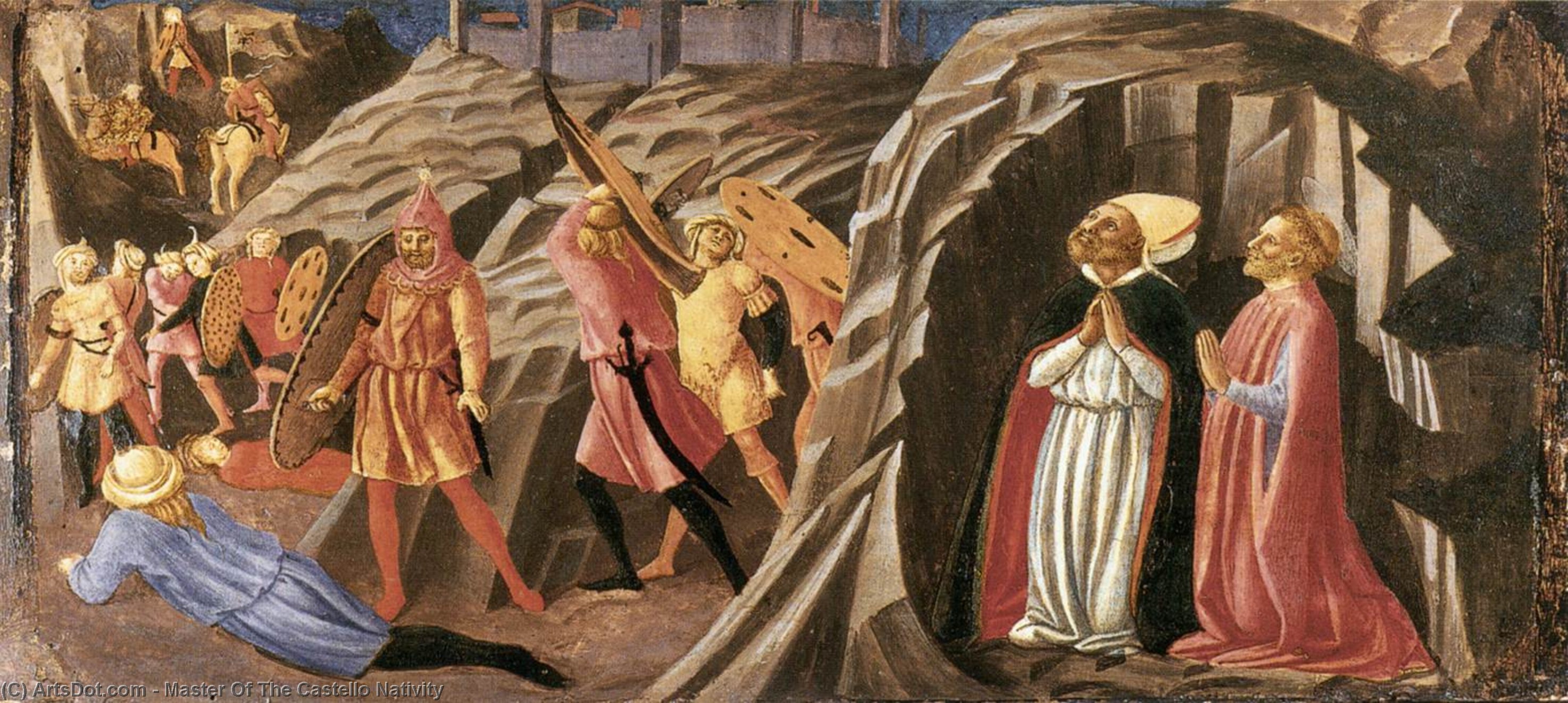 Wikioo.org - Bách khoa toàn thư về mỹ thuật - Vẽ tranh, Tác phẩm nghệ thuật Master Of The Castello Nativity - Sts Justus and Clement Praying for Deliverance from the Vandals