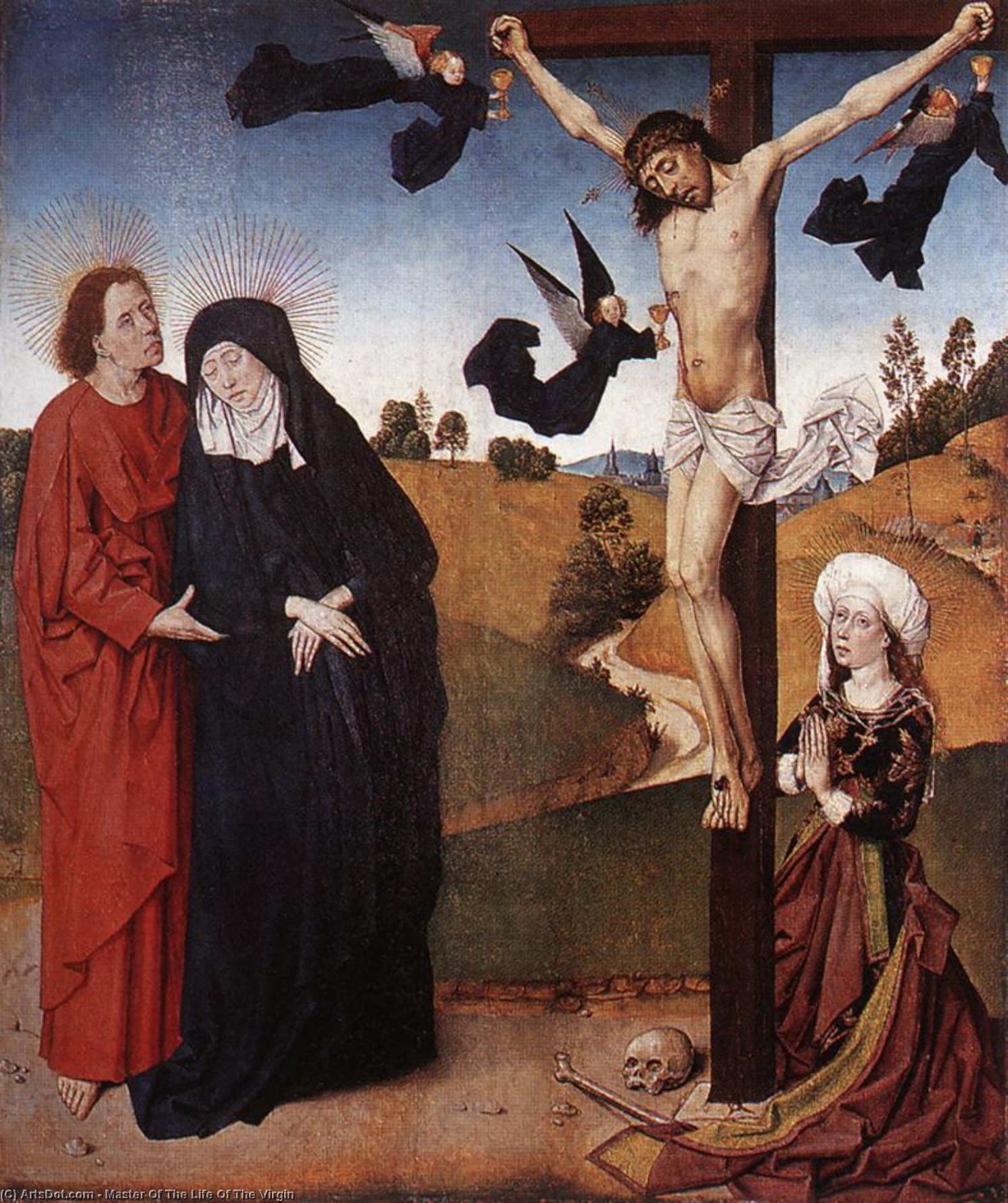 Wikioo.org - The Encyclopedia of Fine Arts - Painting, Artwork by Master Of The Life Of The Virgin - Christ on the Cross with Mary, John and Mary Magdalene