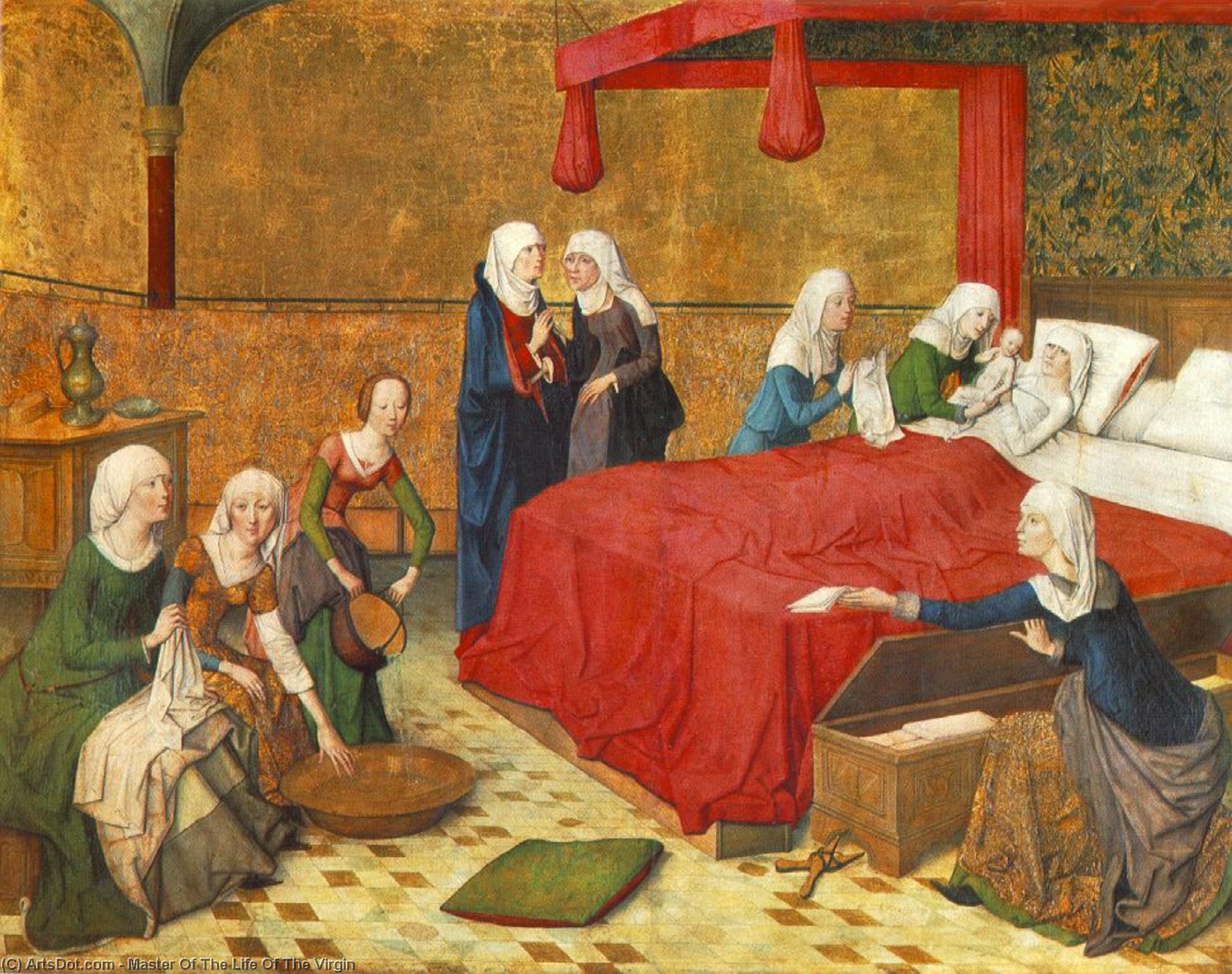 Wikioo.org – L'Encyclopédie des Beaux Arts - Peinture, Oeuvre de Master Of The Life Of The Virgin - la naissance des marie