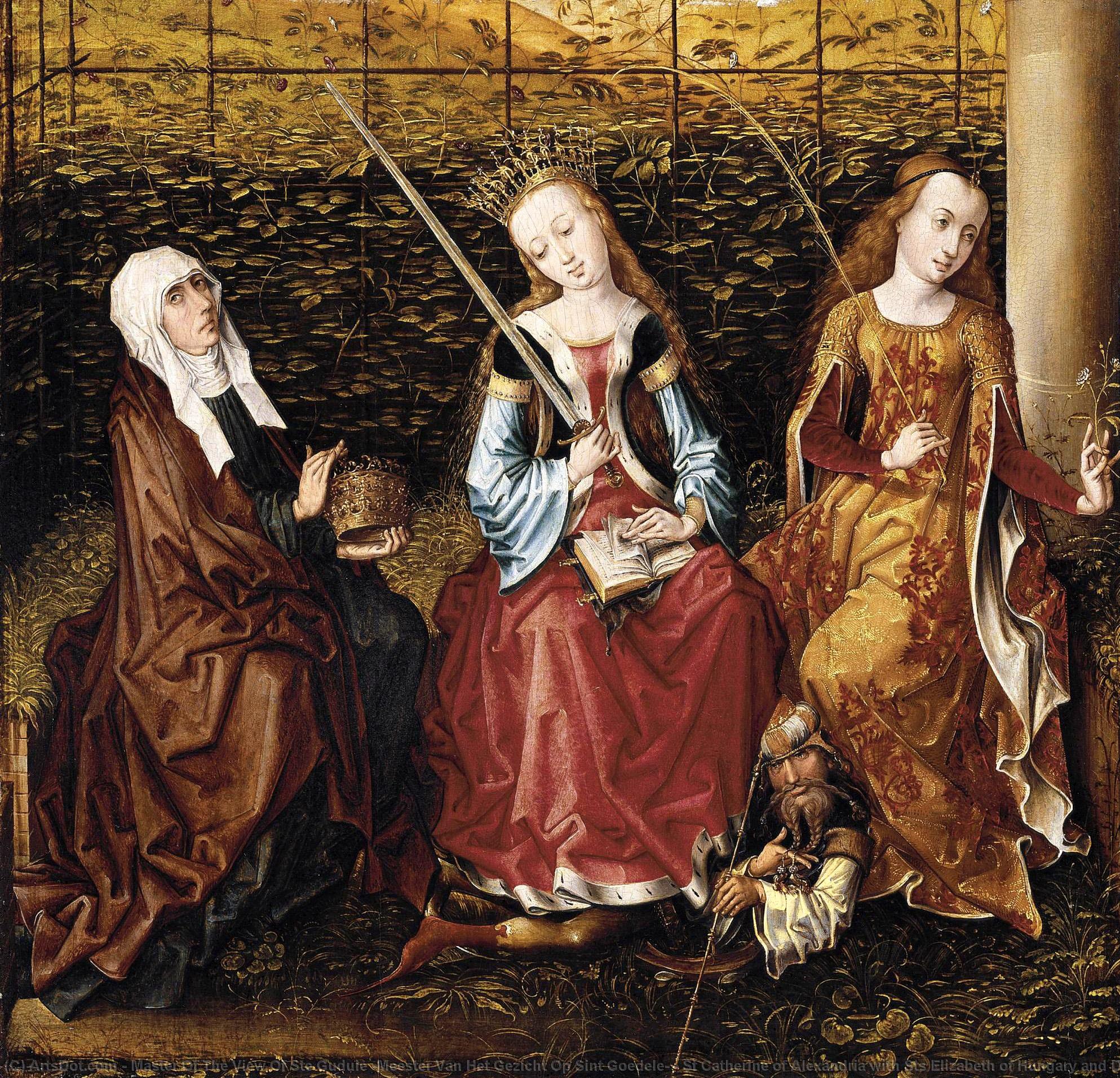 Wikioo.org - The Encyclopedia of Fine Arts - Painting, Artwork by Master Of The View Of Ste Gudule (Meester Van Het Gezicht Op Sint Goedele) - St Catherine of Alexandria with Sts Elizabeth of Hungary and Dorothy