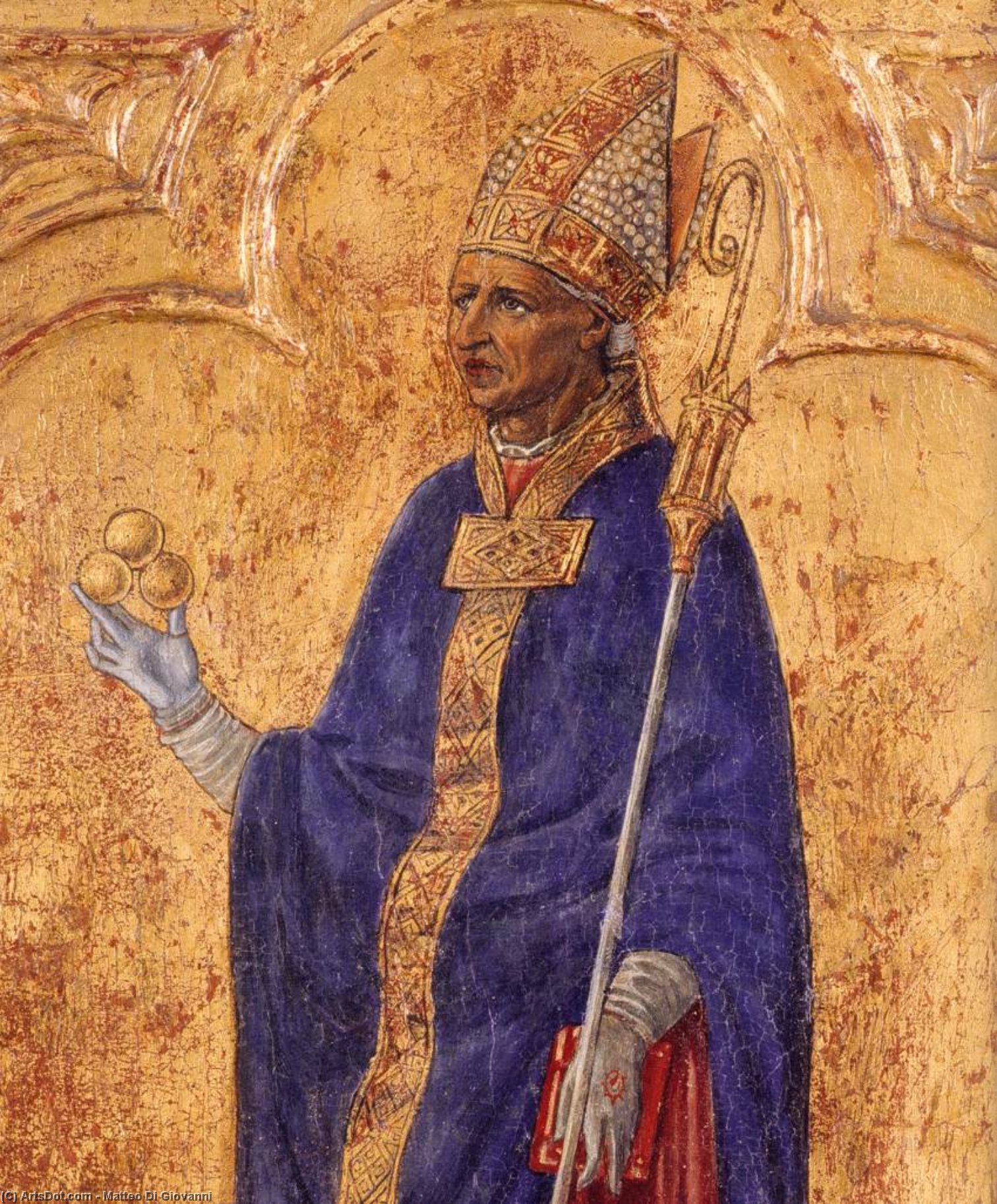 Wikioo.org - The Encyclopedia of Fine Arts - Painting, Artwork by Matteo Di Giovanni - St Nicholas of Bari (detail)