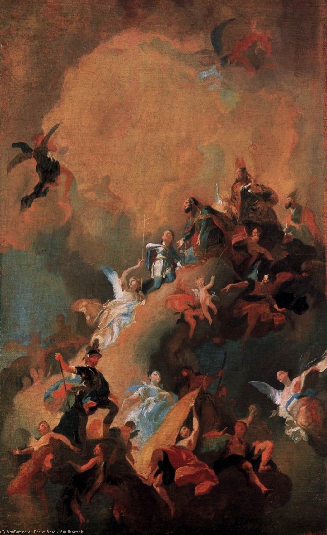 Wikioo.org – L'Enciclopedia delle Belle Arti - Pittura, Opere di Franz Anton Maulbertsch - apoteosi di  Un  ungherese  santo