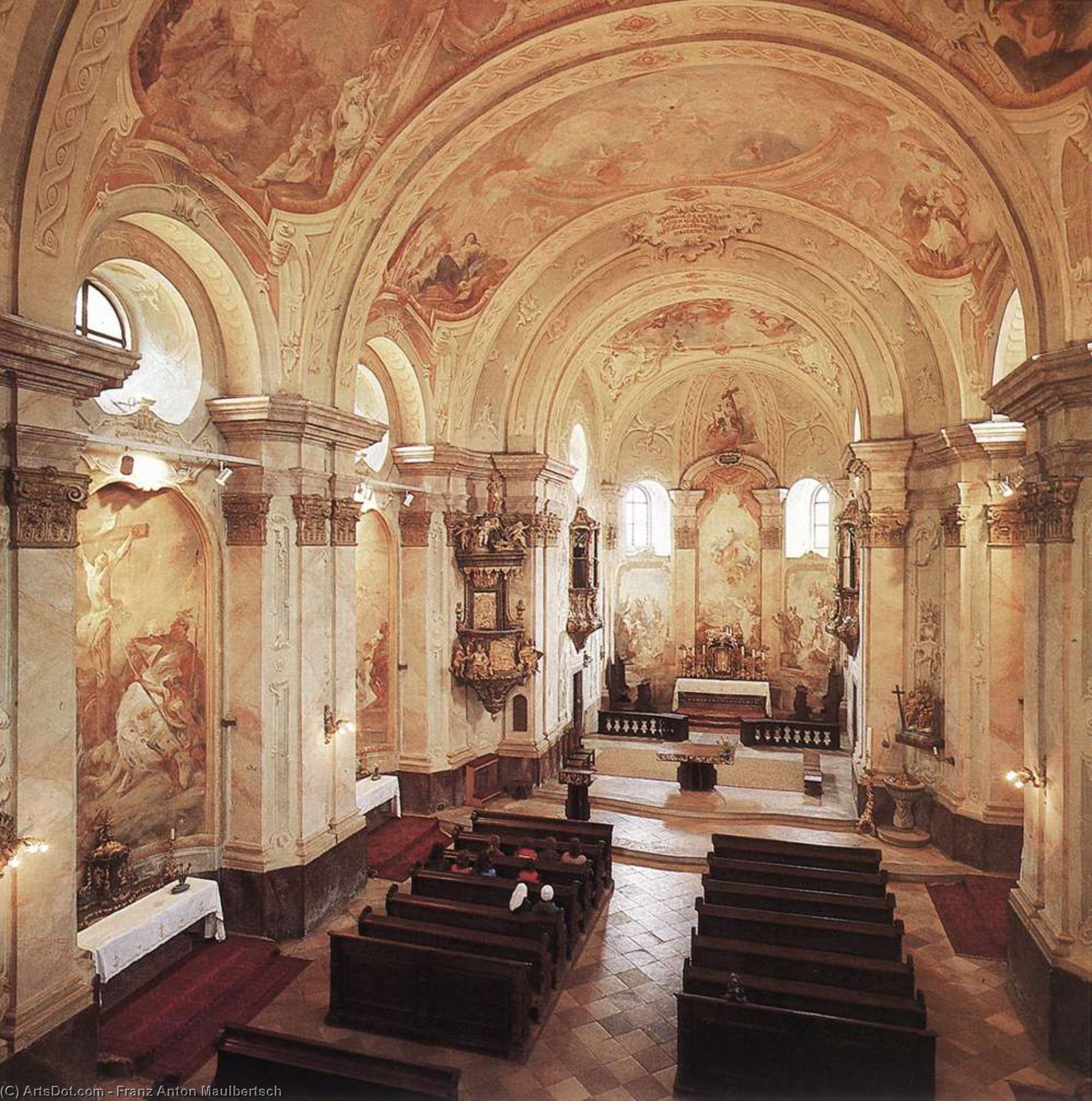 WikiOO.org - Εγκυκλοπαίδεια Καλών Τεχνών - Ζωγραφική, έργα τέχνης Franz Anton Maulbertsch - Interior of the Church