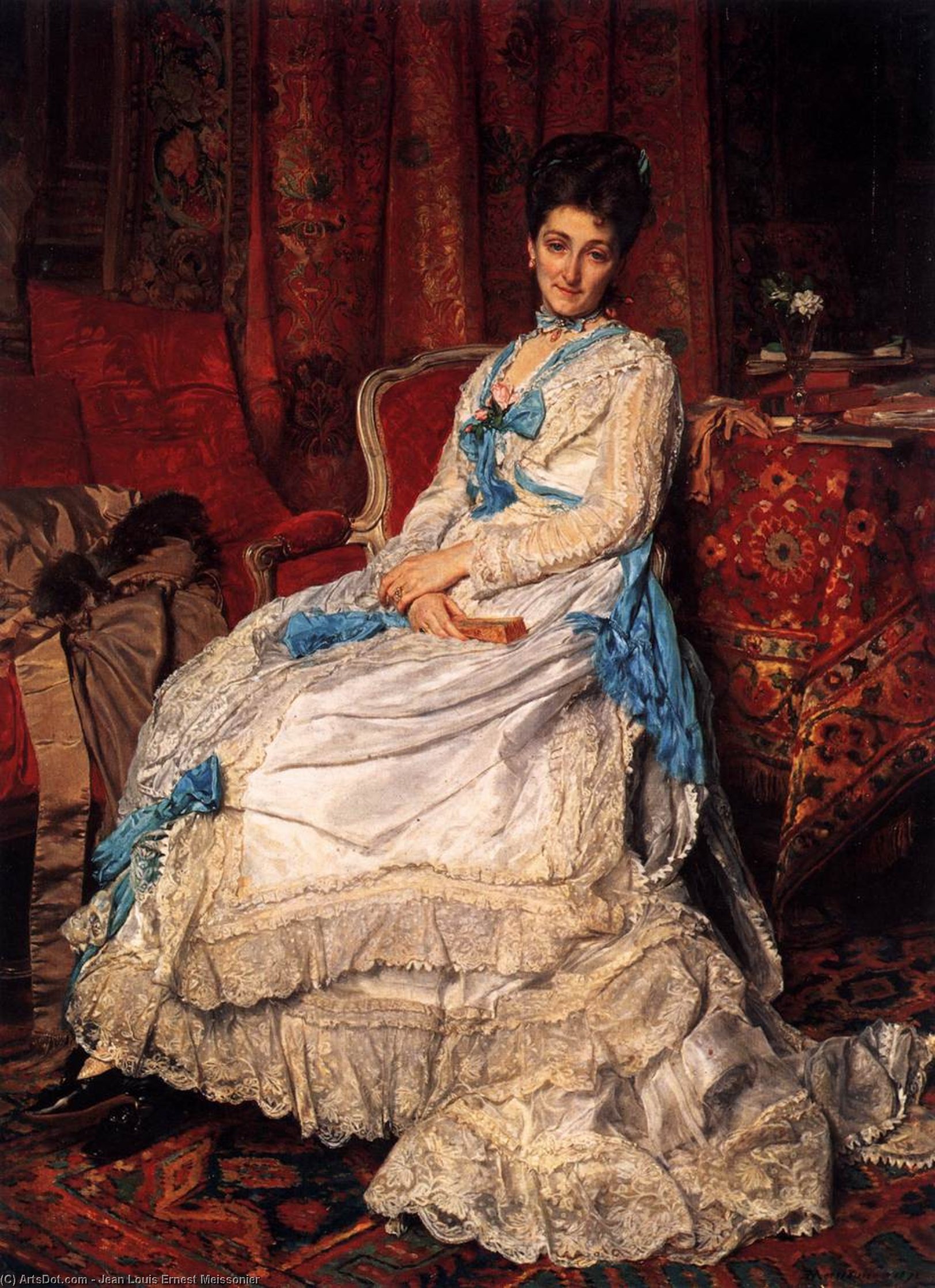 Wikioo.org - The Encyclopedia of Fine Arts - Painting, Artwork by Jean Louis Ernest Meissonier - Portrait of Marquesa de Manzanedo