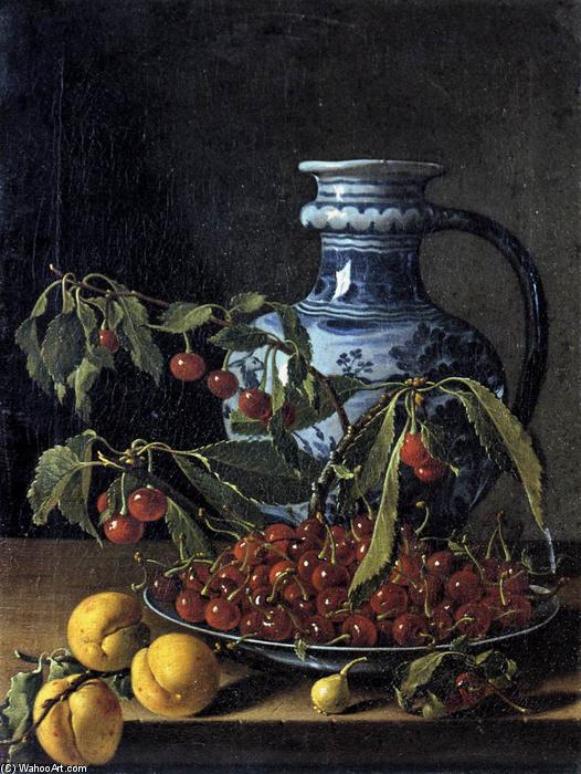 WikiOO.org – 美術百科全書 - 繪畫，作品 Luis Egidio Meléndez - 静物与水果 和 一个 罐