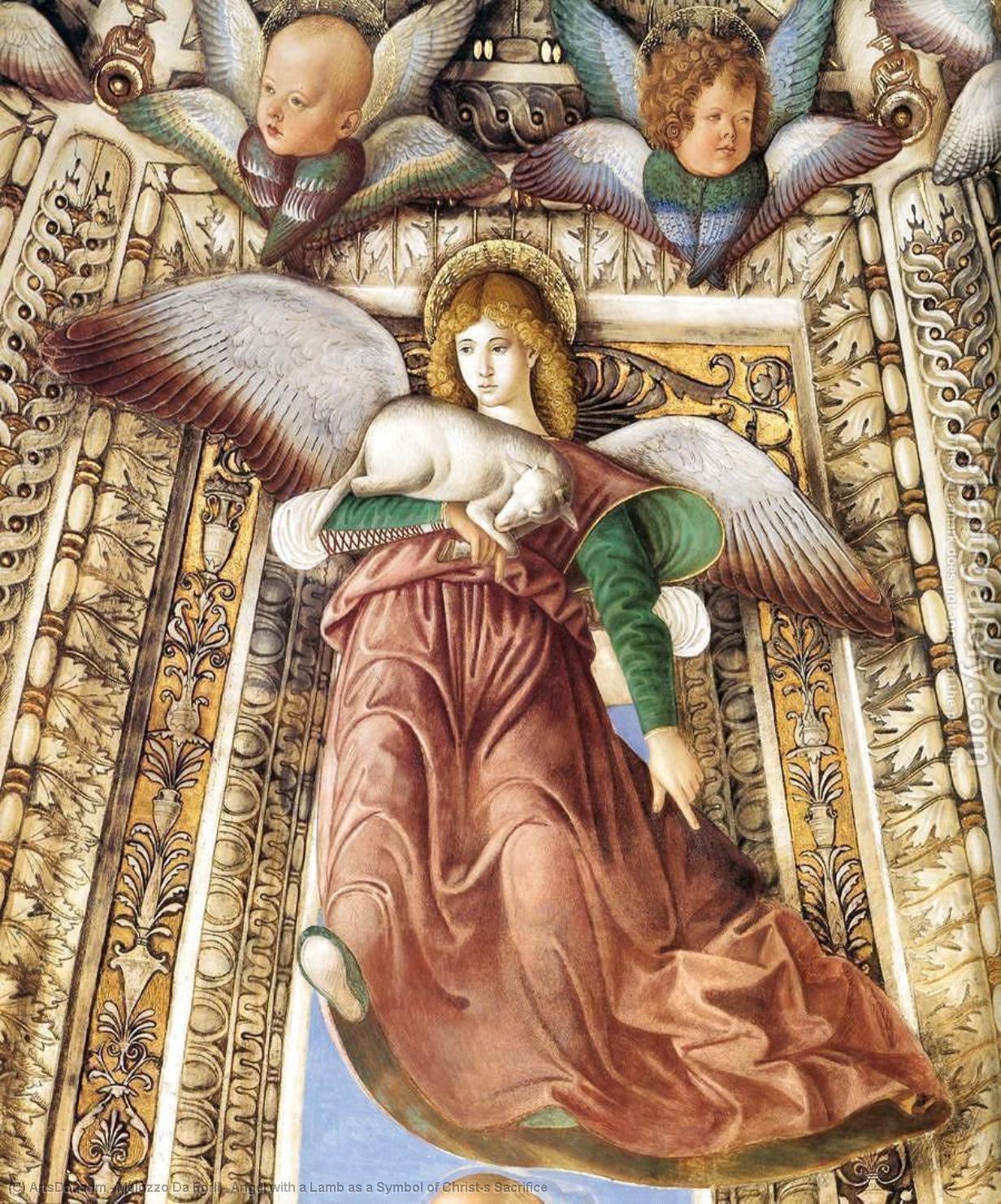 Wikioo.org – L'Enciclopedia delle Belle Arti - Pittura, Opere di Melozzo Da Forli - Angelo con un Agnello come un Simbolo di Christ's Sacrificio